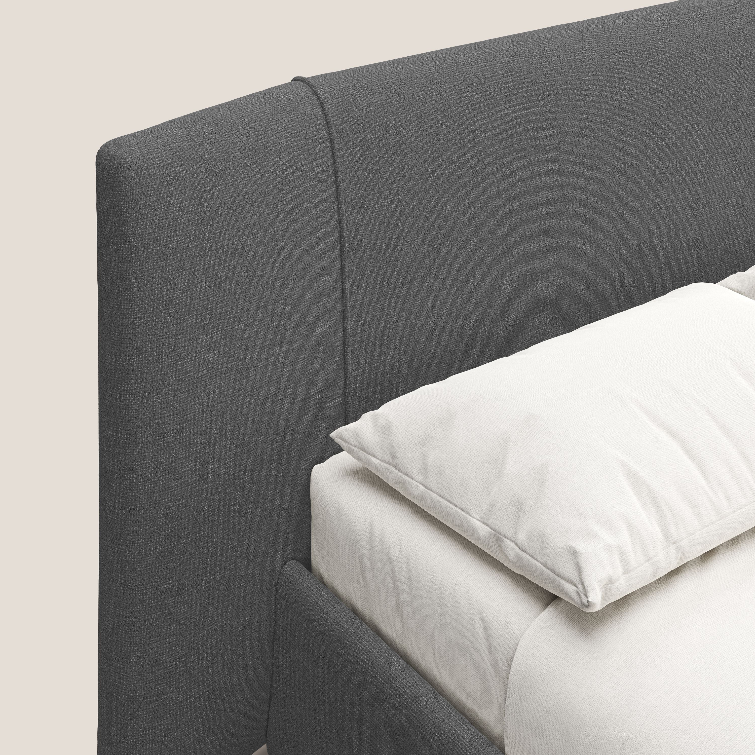 Omero lit avec coffre rembourré déhoussable en tissu flammé imperméable T14 anthracite - Image 7