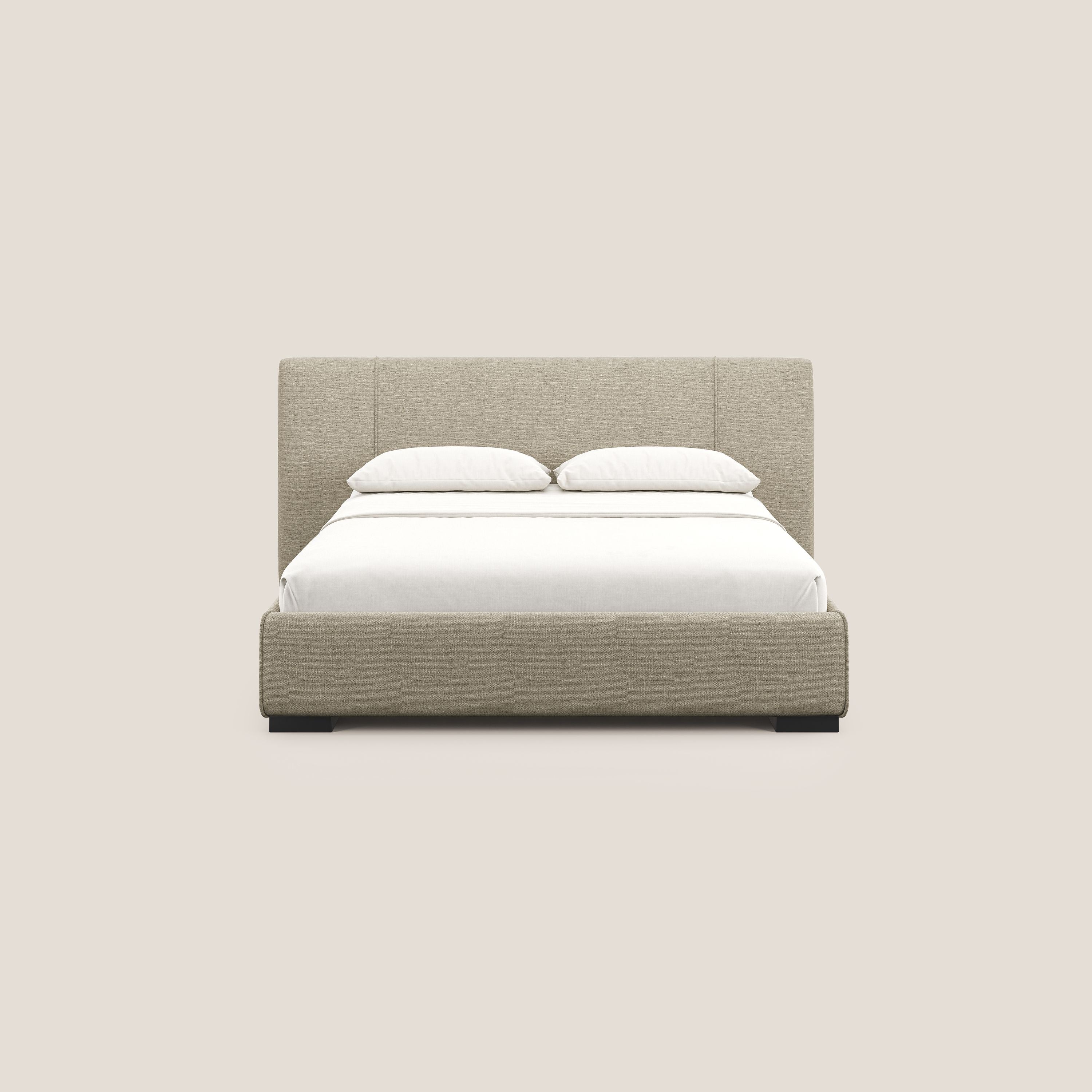 Omero lit avec coffre rembourré déhoussable en tissu flammé imperméable T14 beige - Image 3
