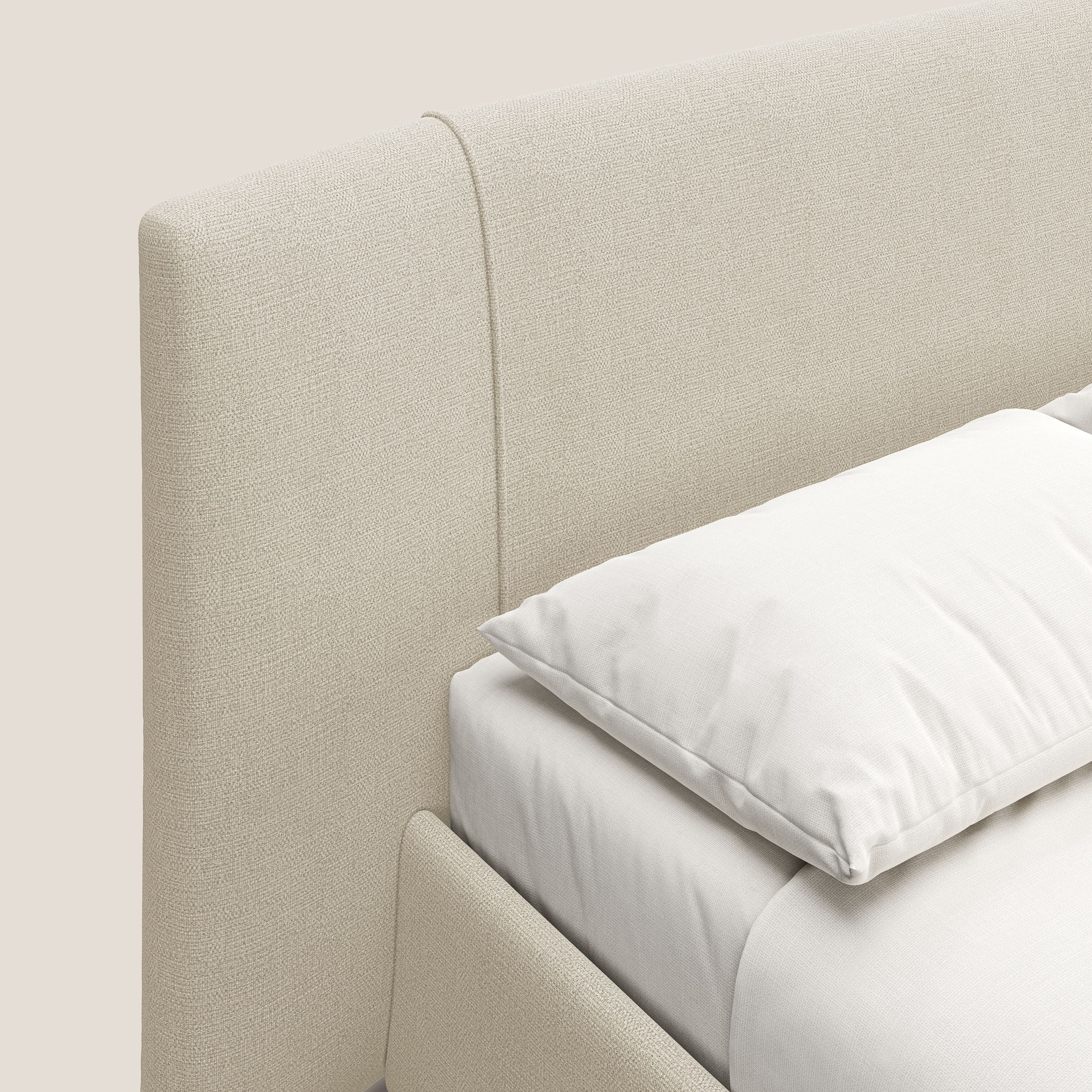 Omero lit avec coffre rembourré déhoussable en tissu flammé imperméable T14 beige - Image 7