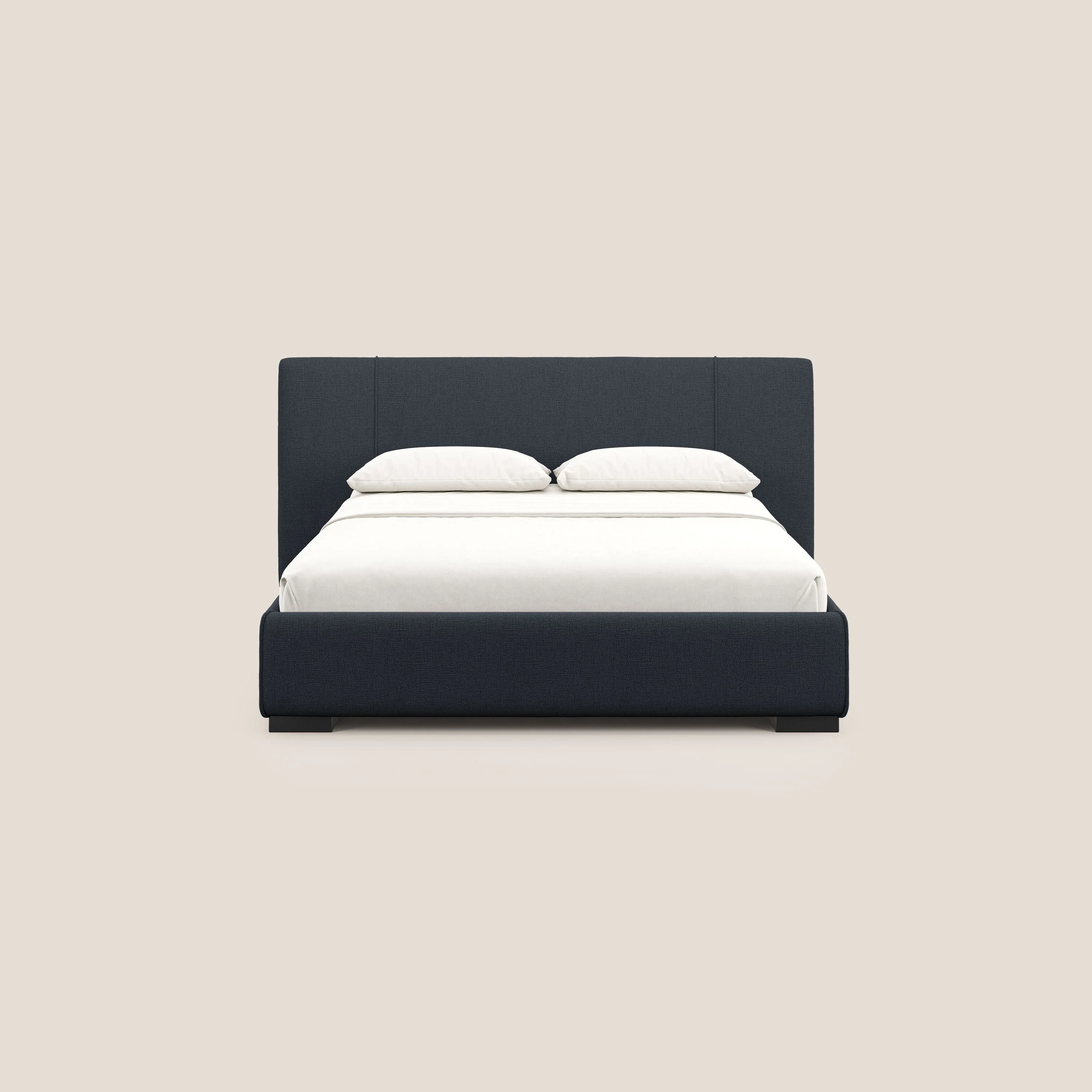Omero lit avec coffre rembourré déhoussable en tissu flammé imperméable T14 bleu - Image 3