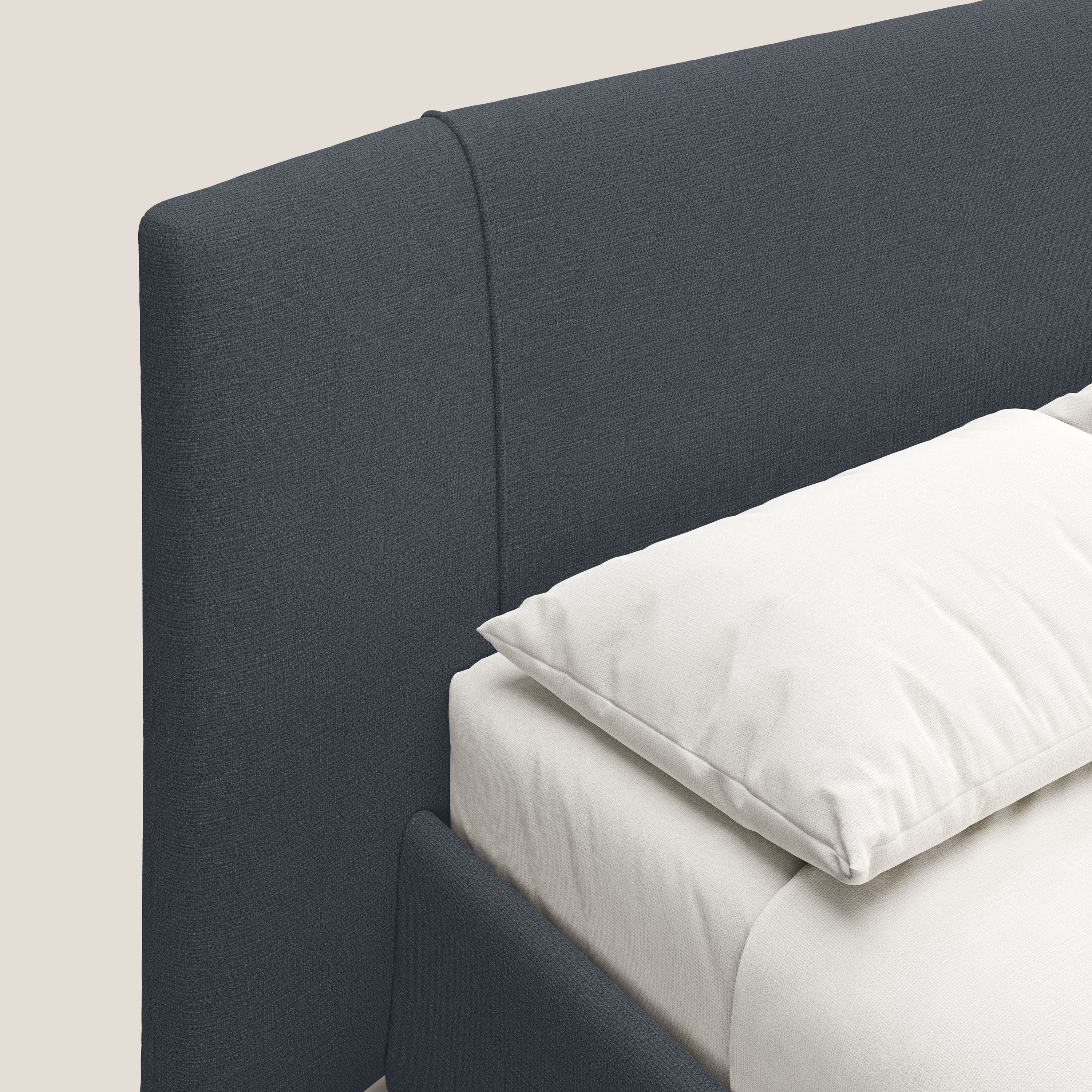 Omero lit avec coffre rembourré déhoussable en tissu flammé imperméable T14 bleu - Image 7