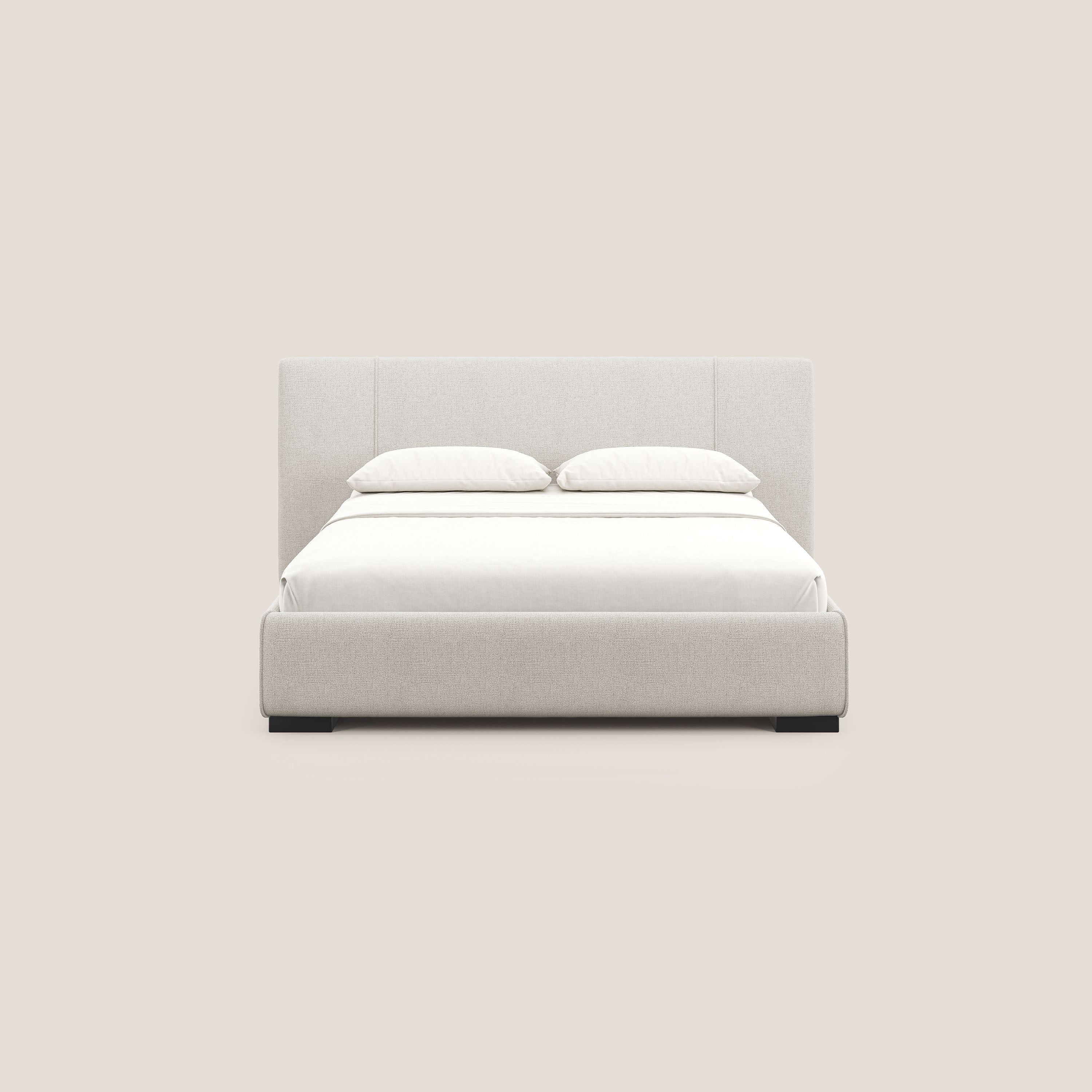 Omero lit avec coffre rembourré déhoussable en tissu flammé imperméable T14 crème - Image 3