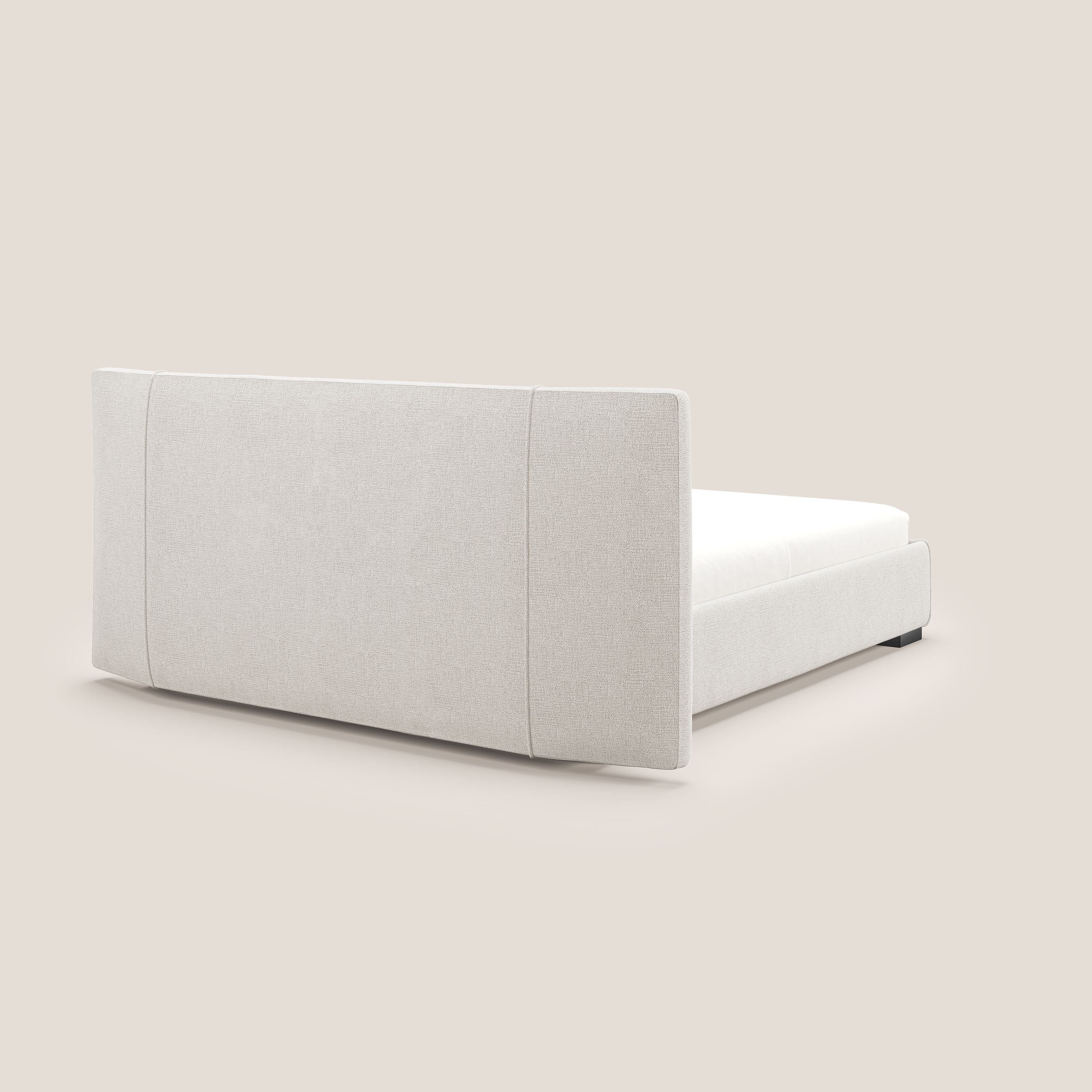Omero lit avec coffre rembourré déhoussable en tissu flammé imperméable T14 crème - Image 6