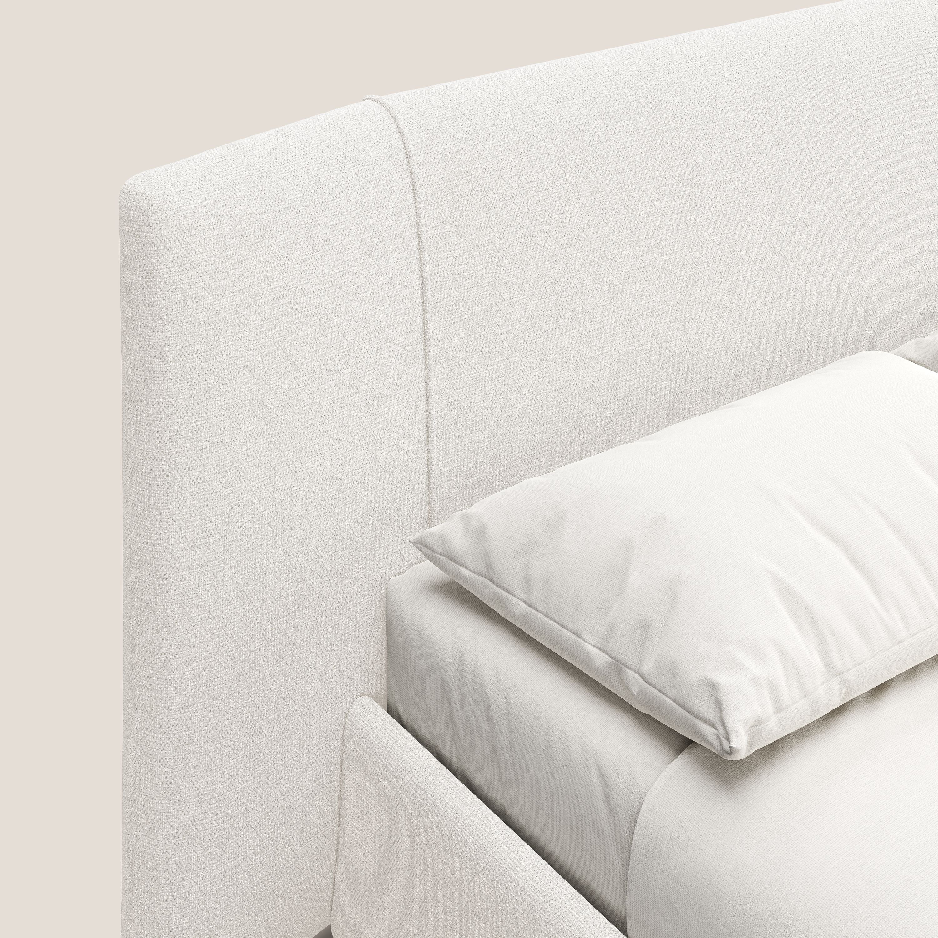 Omero lit avec coffre rembourré déhoussable en tissu flammé imperméable T14 crème - Image 7