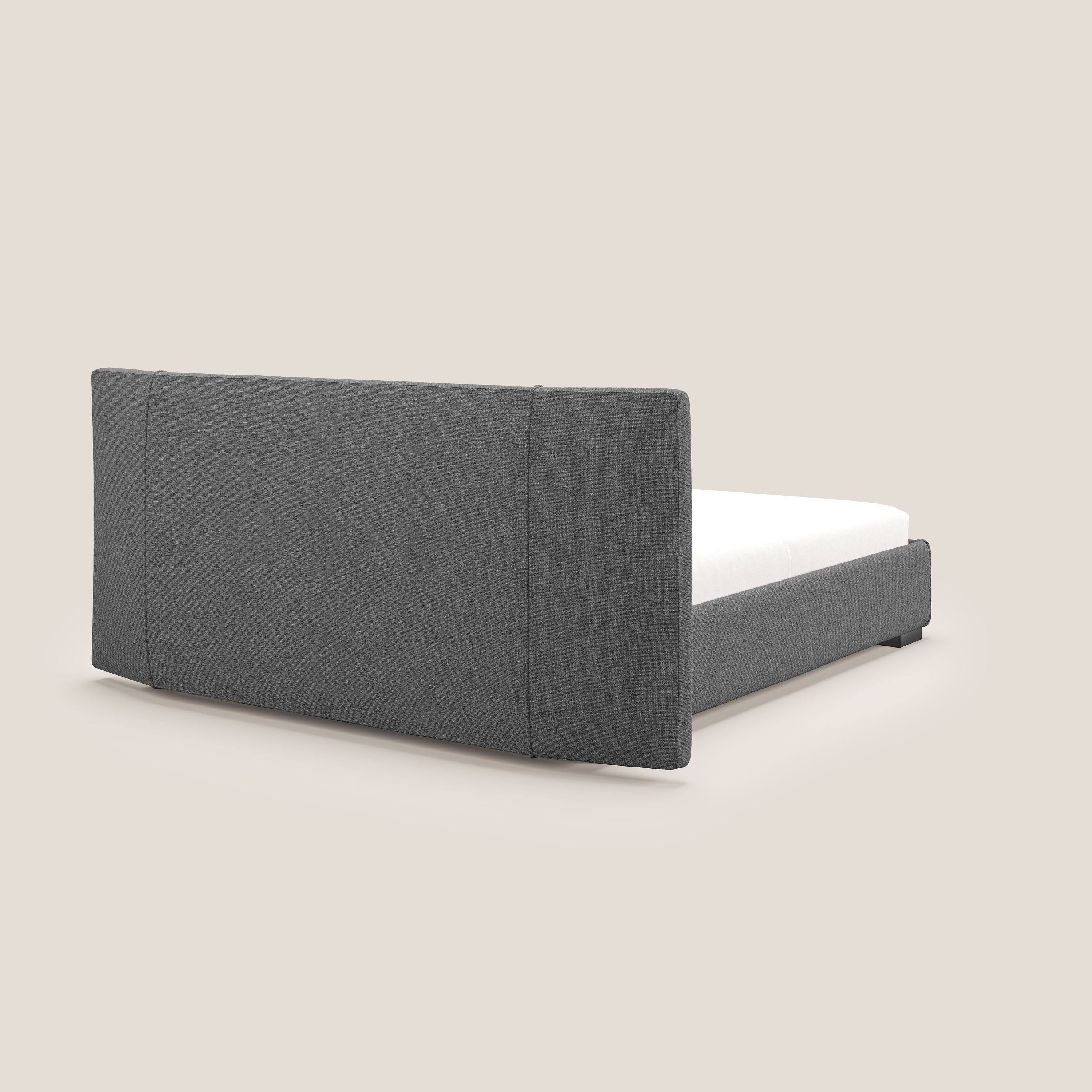 Omero lit avec coffre rembourré déhoussable en tissu flammé imperméable T14 gris - Image 6
