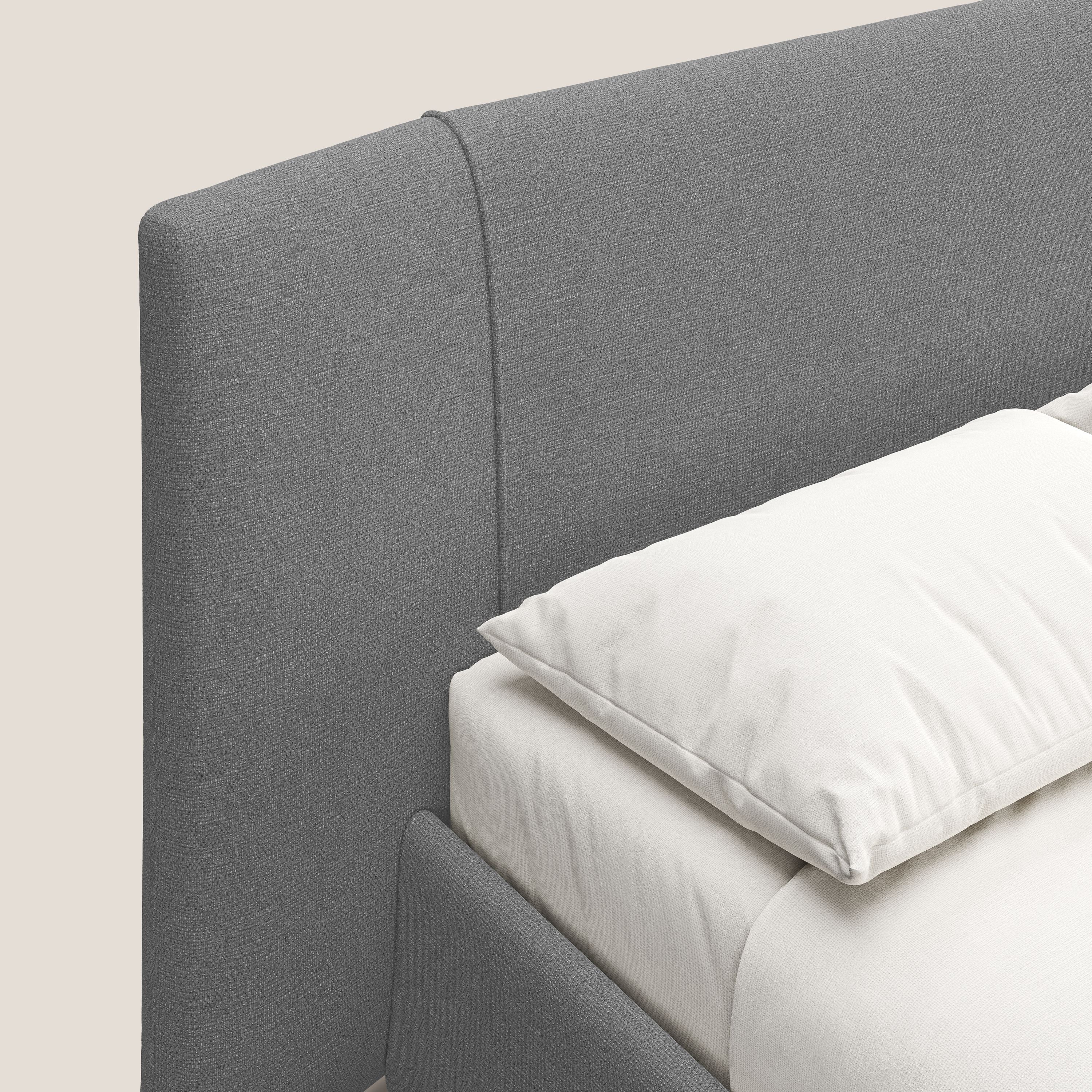 Omero lit avec coffre rembourré déhoussable en tissu flammé imperméable T14 gris - Image 7