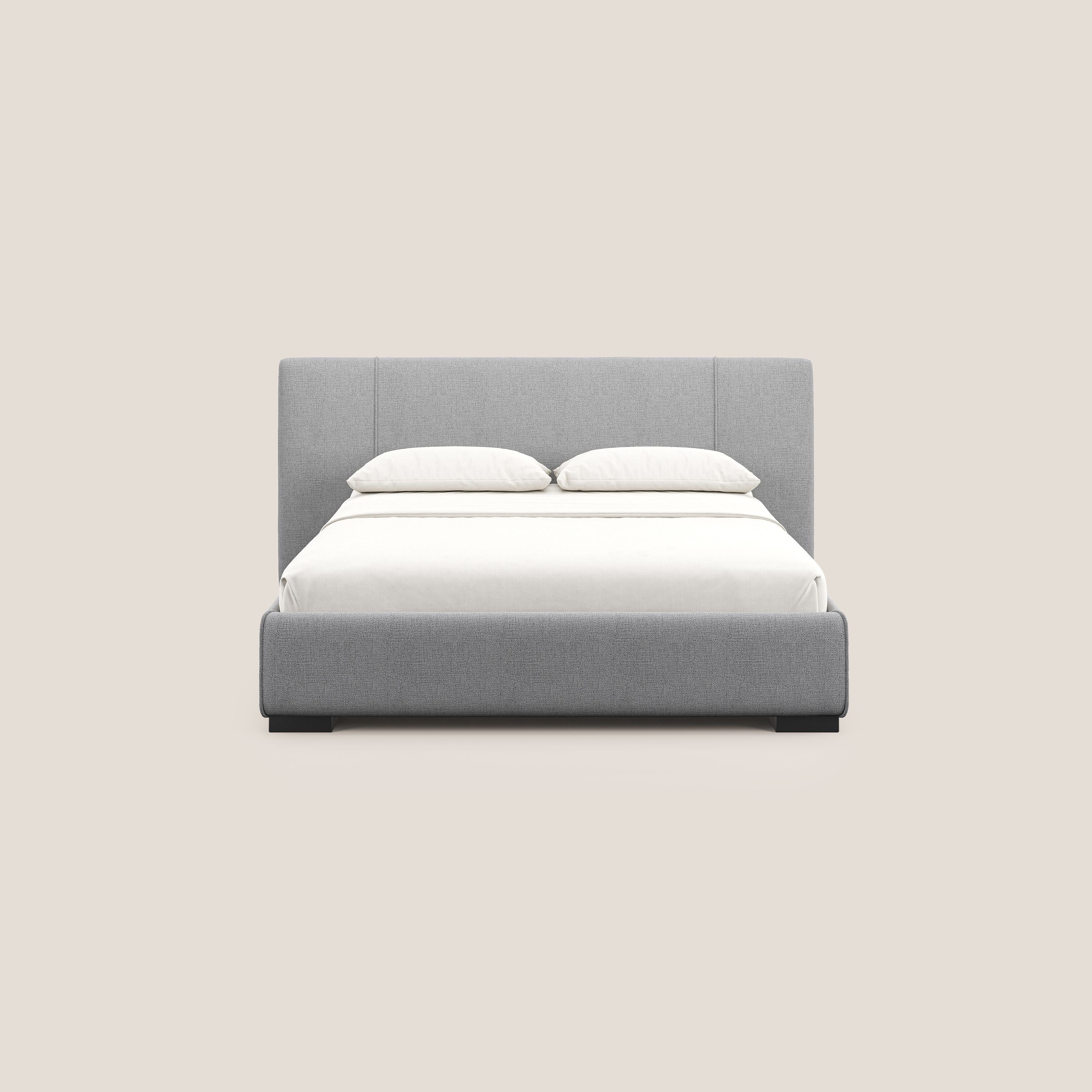 Omero lit avec coffre rembourré déhoussable en tissu flammé imperméable T14 gris clair - Image 3