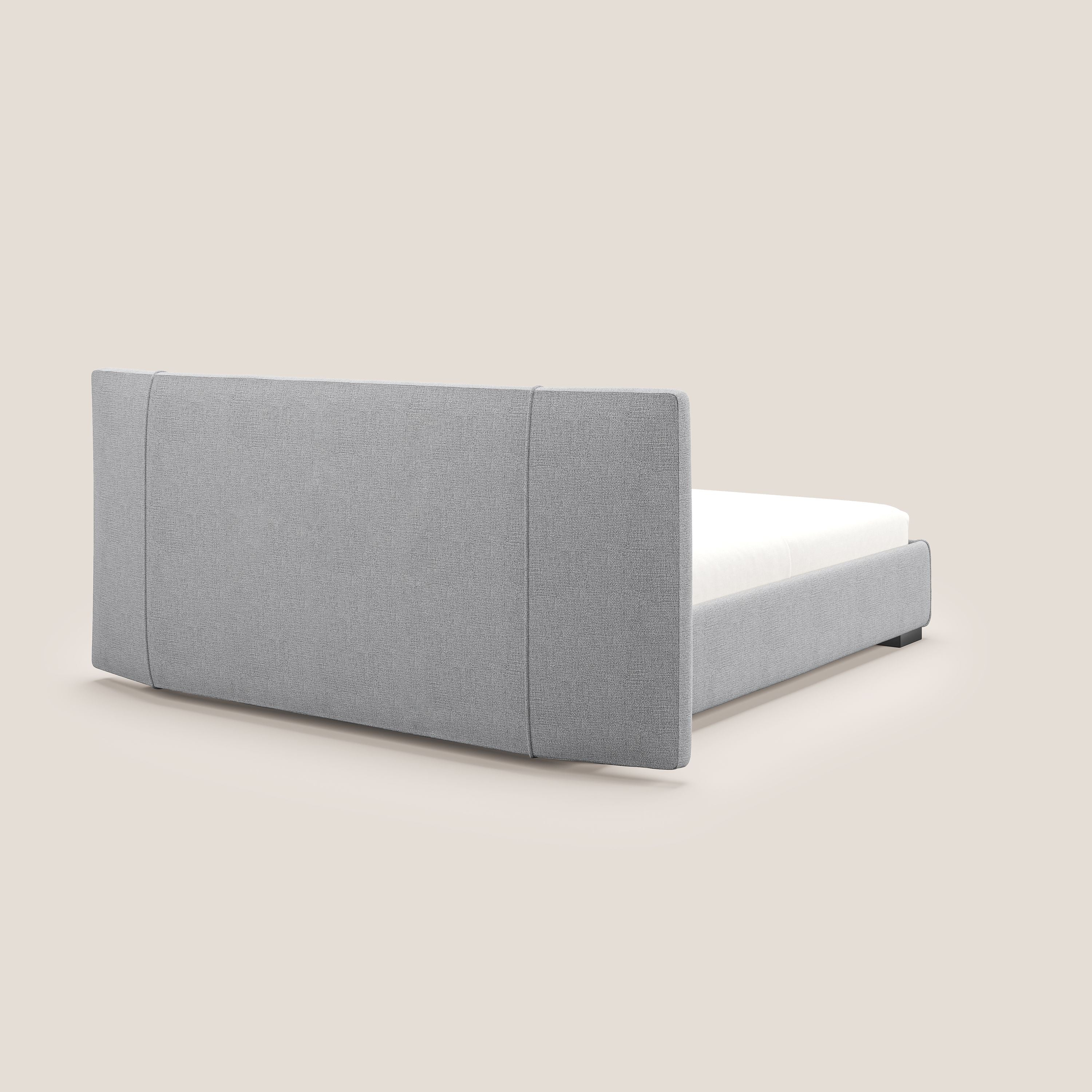 Omero lit avec coffre rembourré déhoussable en tissu flammé imperméable T14 gris clair - Image 6