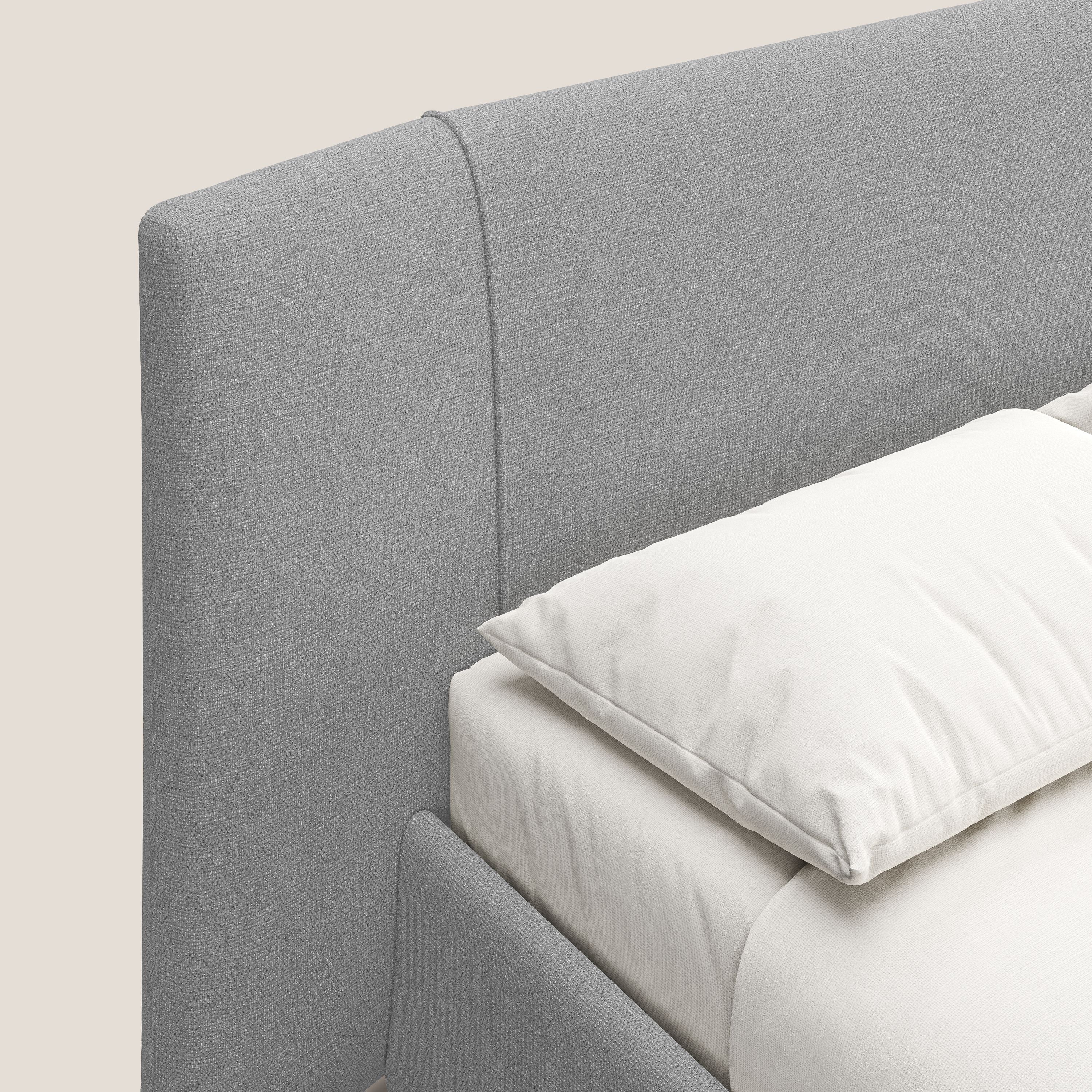 Omero lit avec coffre rembourré déhoussable en tissu flammé imperméable T14 gris clair - Image 7