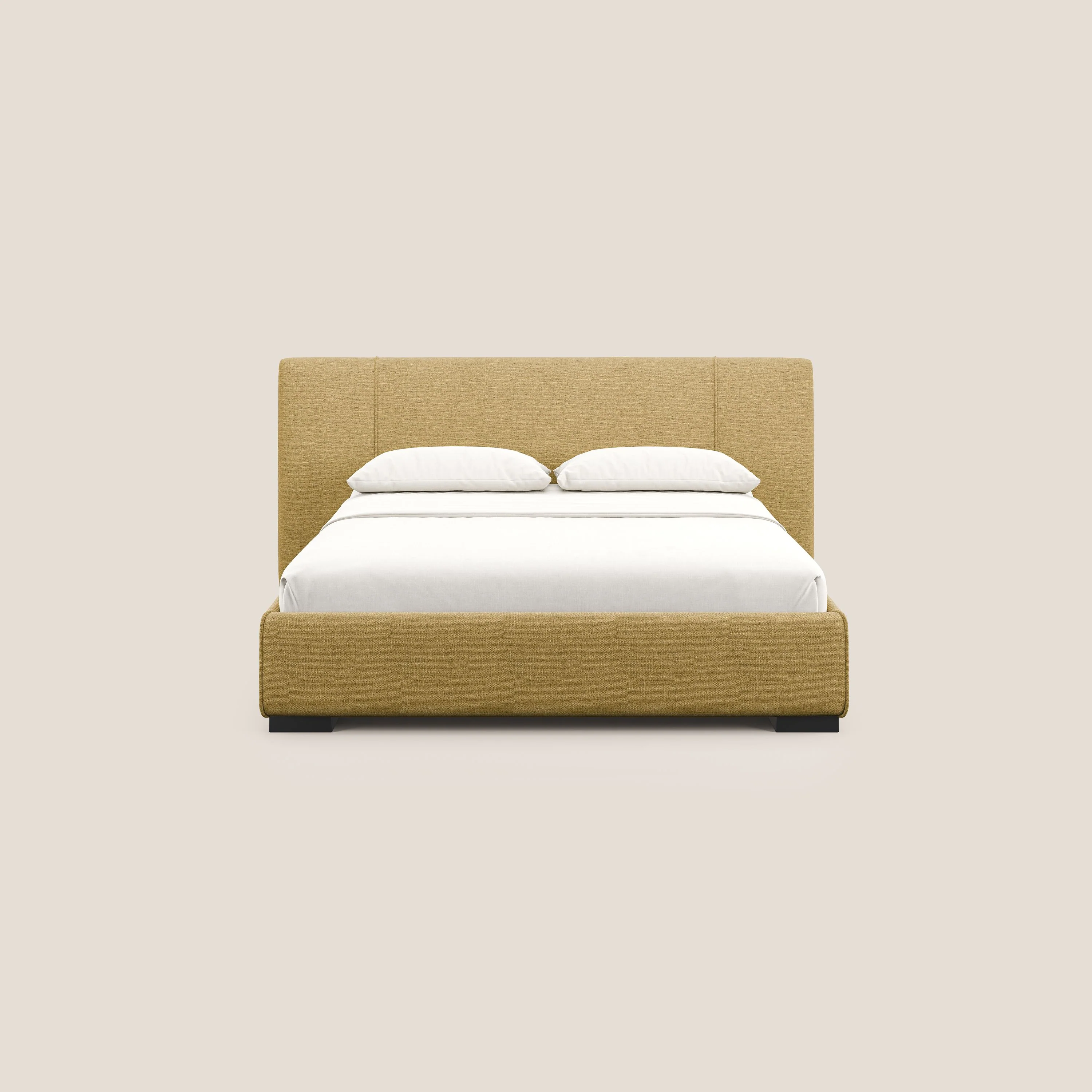 Omero lit avec coffre rembourré déhoussable en tissu flammé imperméable T14 jaune - Image 3