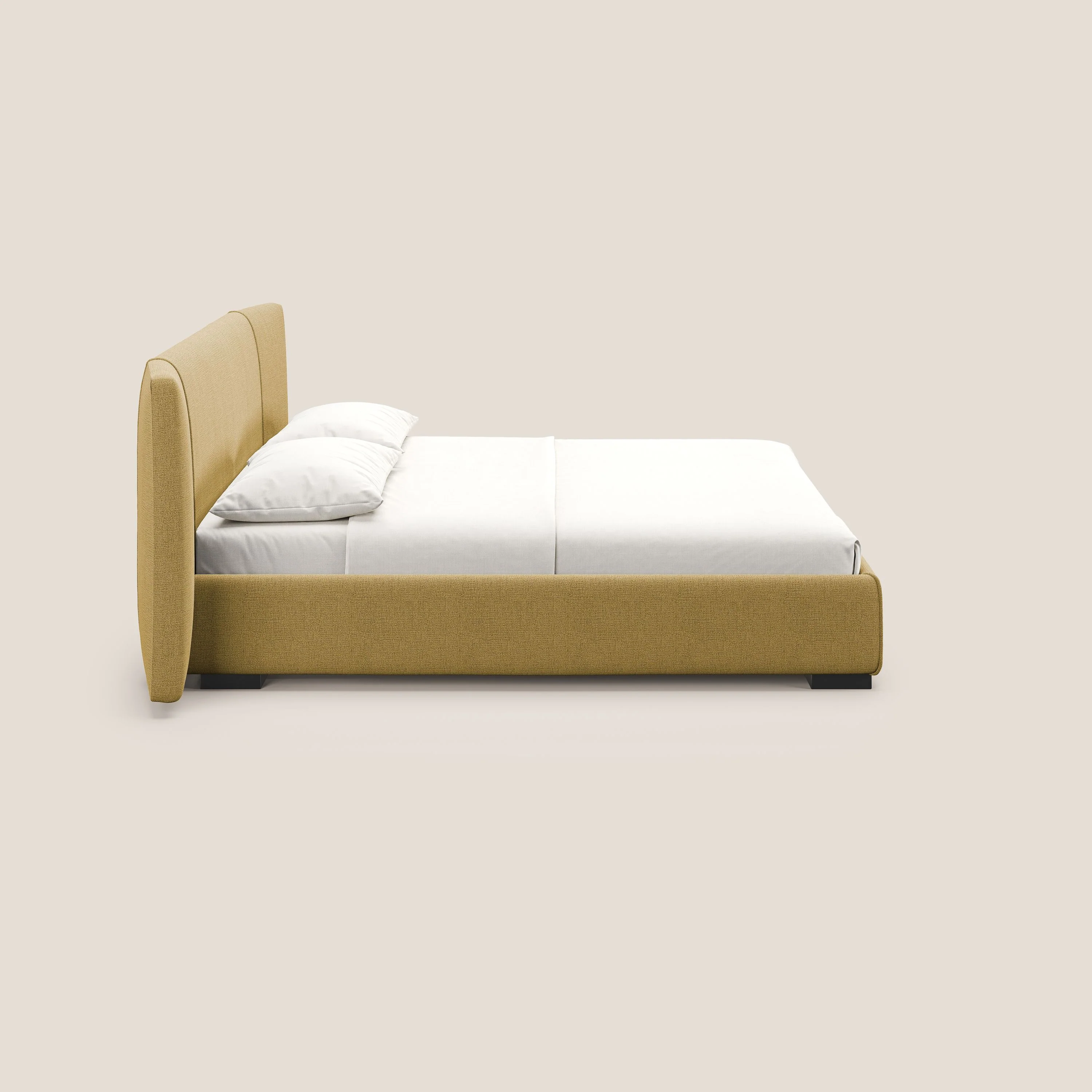 Omero lit avec coffre rembourré déhoussable en tissu flammé imperméable T14 jaune - Image 4