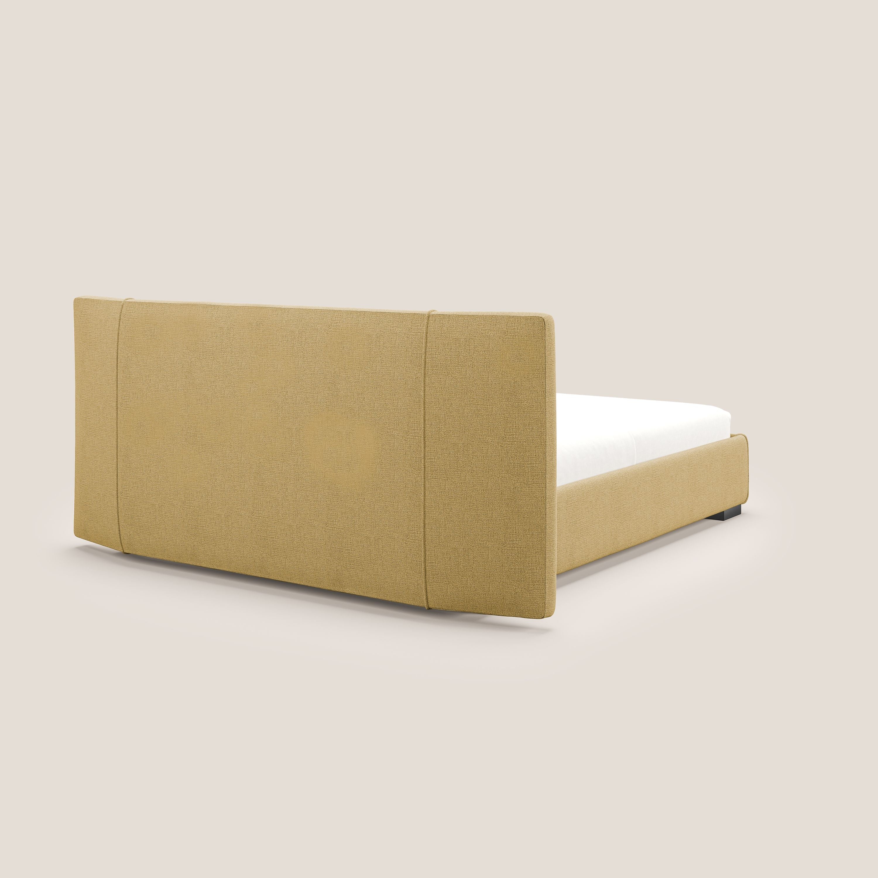 Omero lit avec coffre rembourré déhoussable en tissu flammé imperméable T14 jaune - Image 5