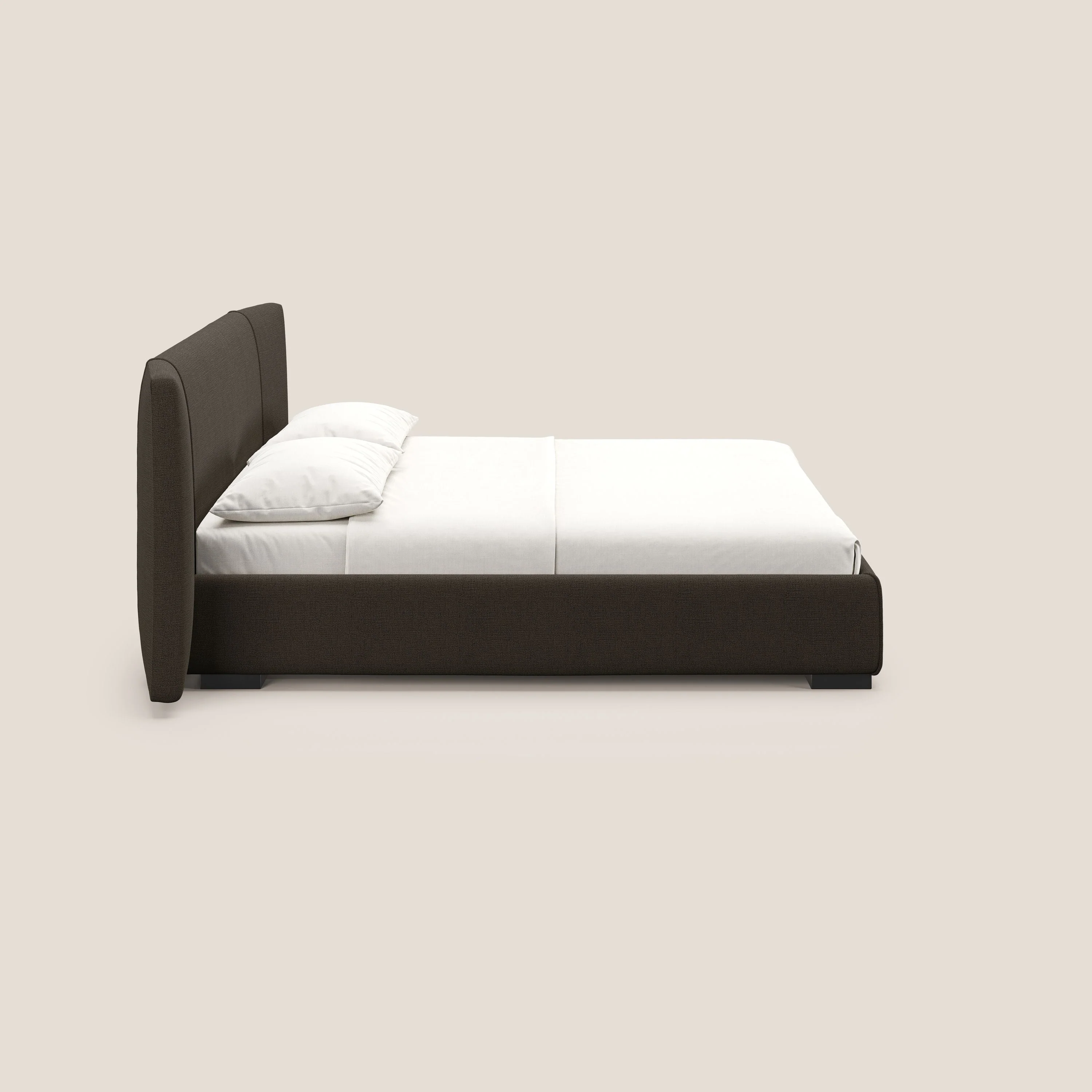 Omero lit avec coffre rembourré déhoussable en tissu flammé imperméable T14 marron - Image 5