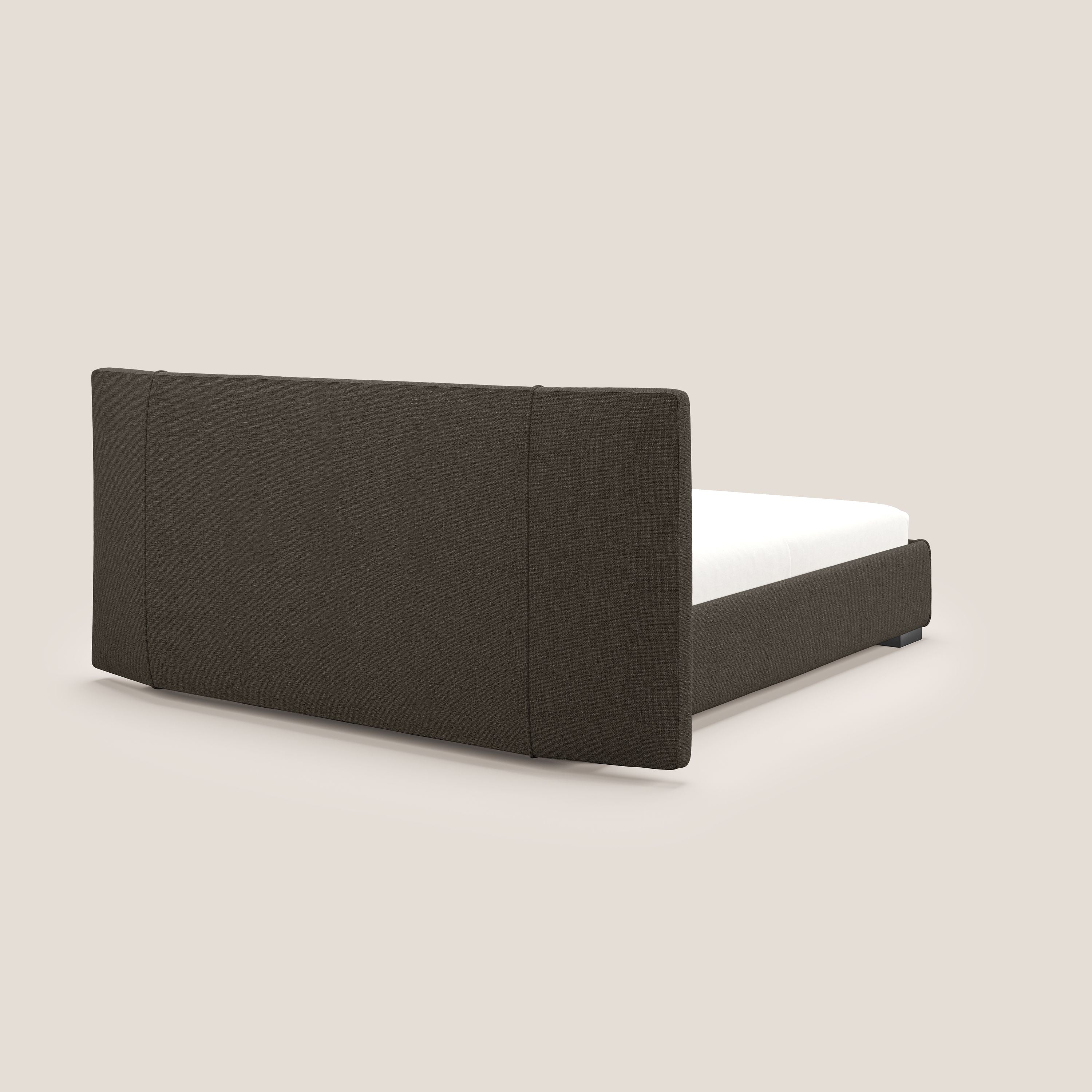 Omero lit avec coffre rembourré déhoussable en tissu flammé imperméable T14 marron - Image 6