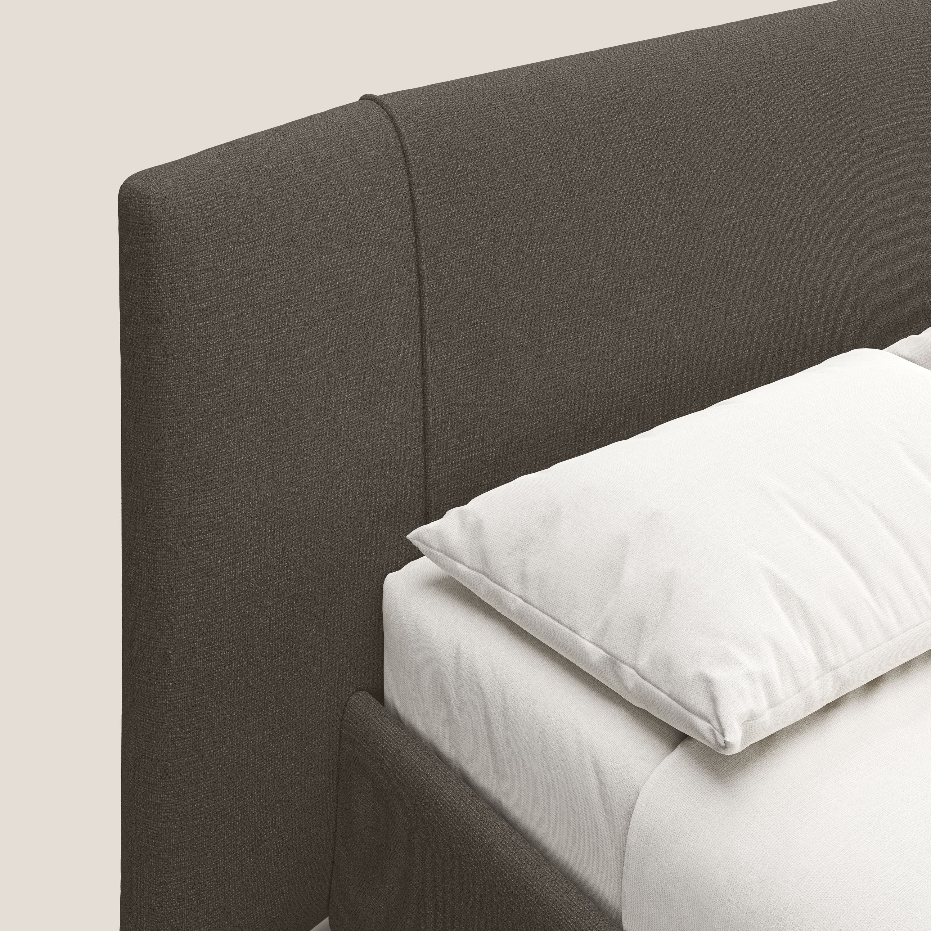 Omero lit avec coffre rembourré déhoussable en tissu flammé imperméable T14 marron - Image 7