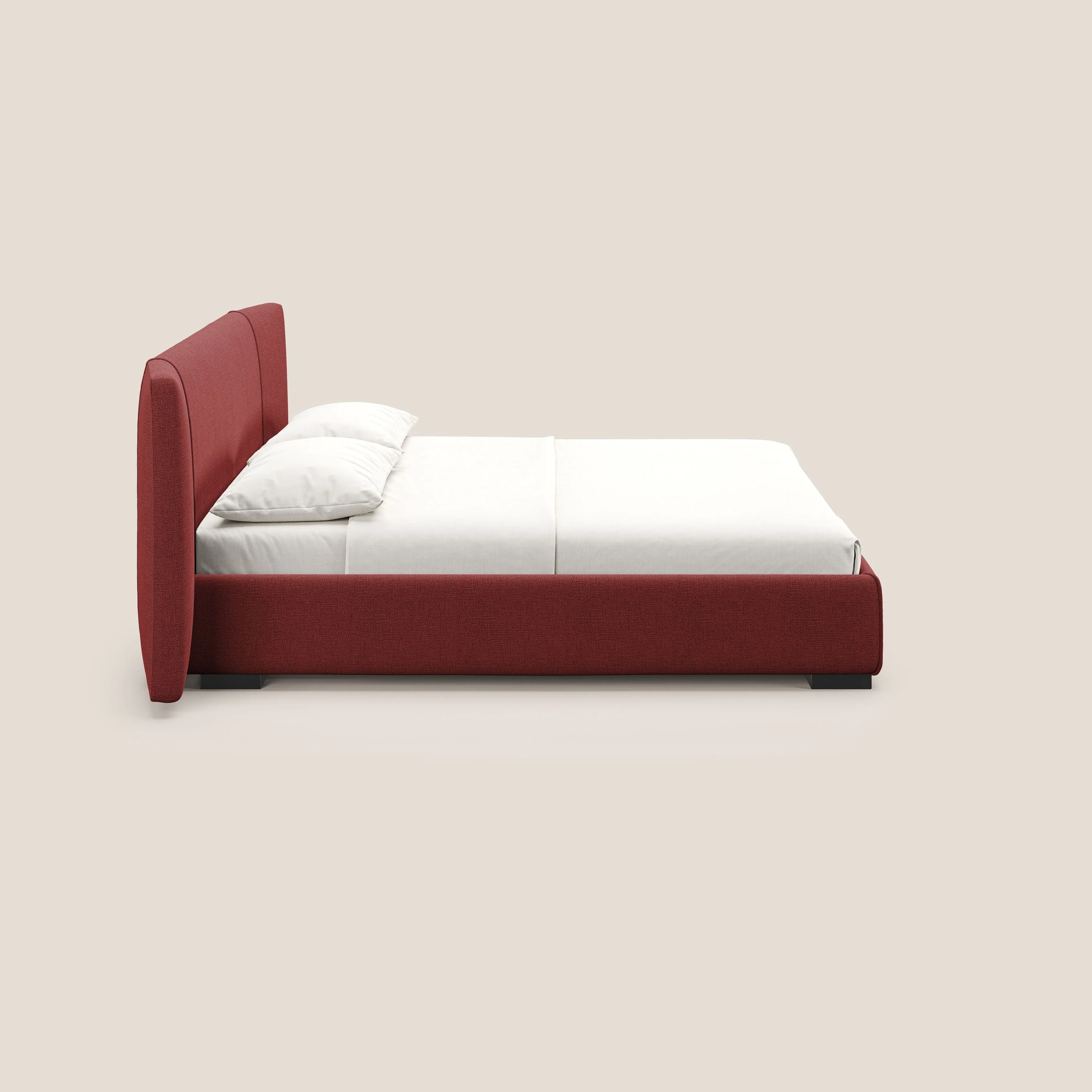Omero lit avec coffre rembourré déhoussable en tissu flammé imperméable T14 rouge - Image 5