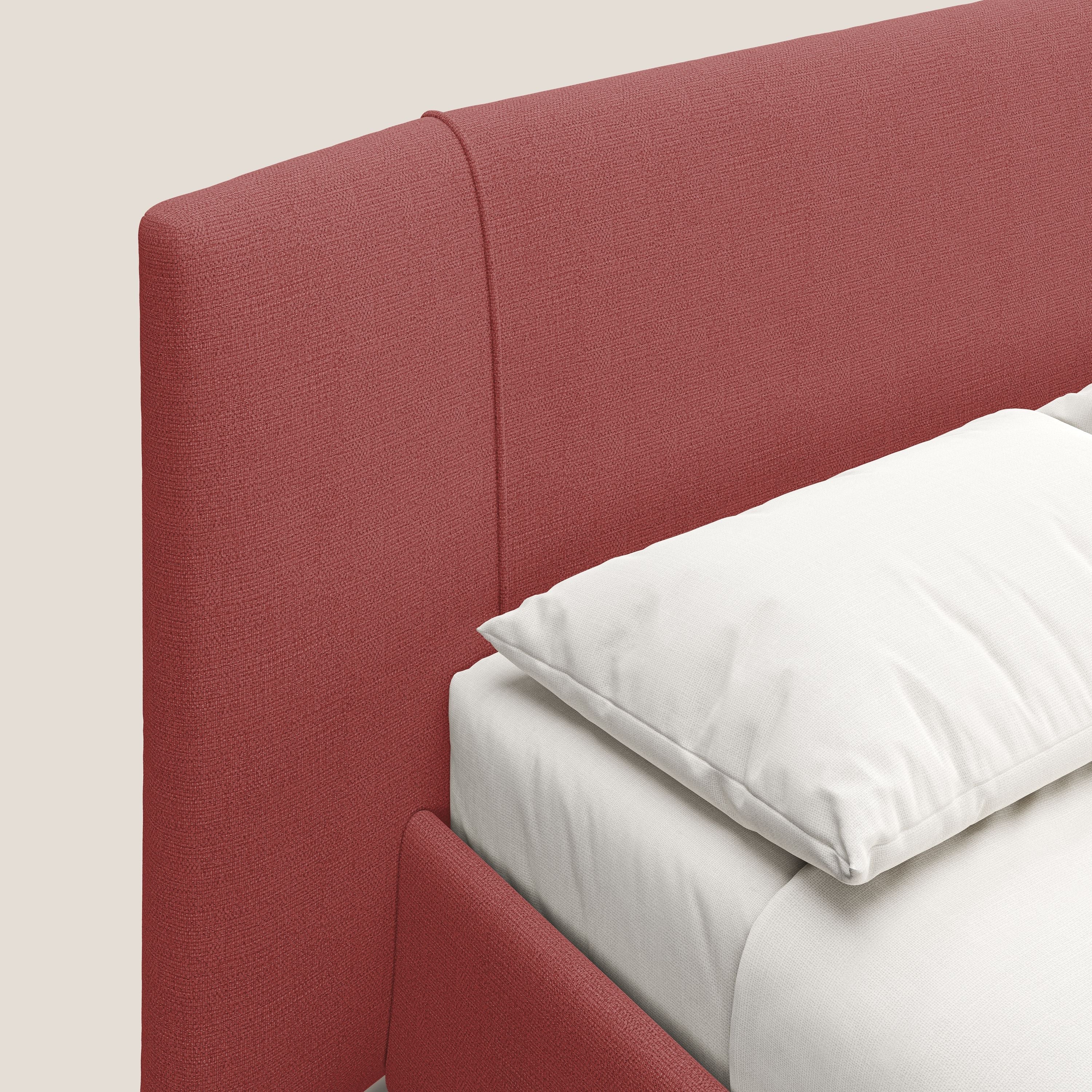 Omero lit avec coffre rembourré déhoussable en tissu flammé imperméable T14 rouge - Image 7