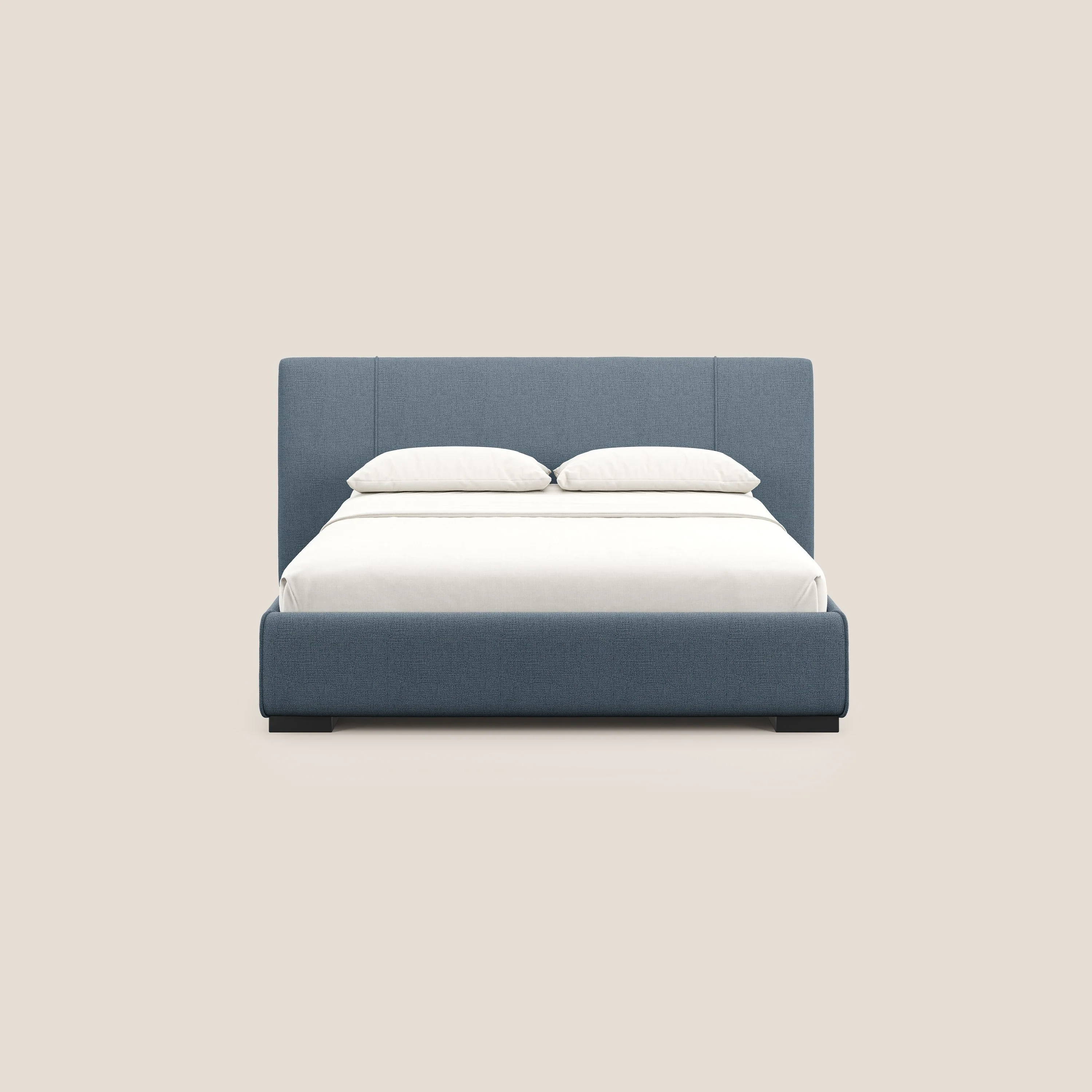 Omero lit avec coffre rembourré déhoussable en tissu flammé imperméable T14 sucre glace - Image 3