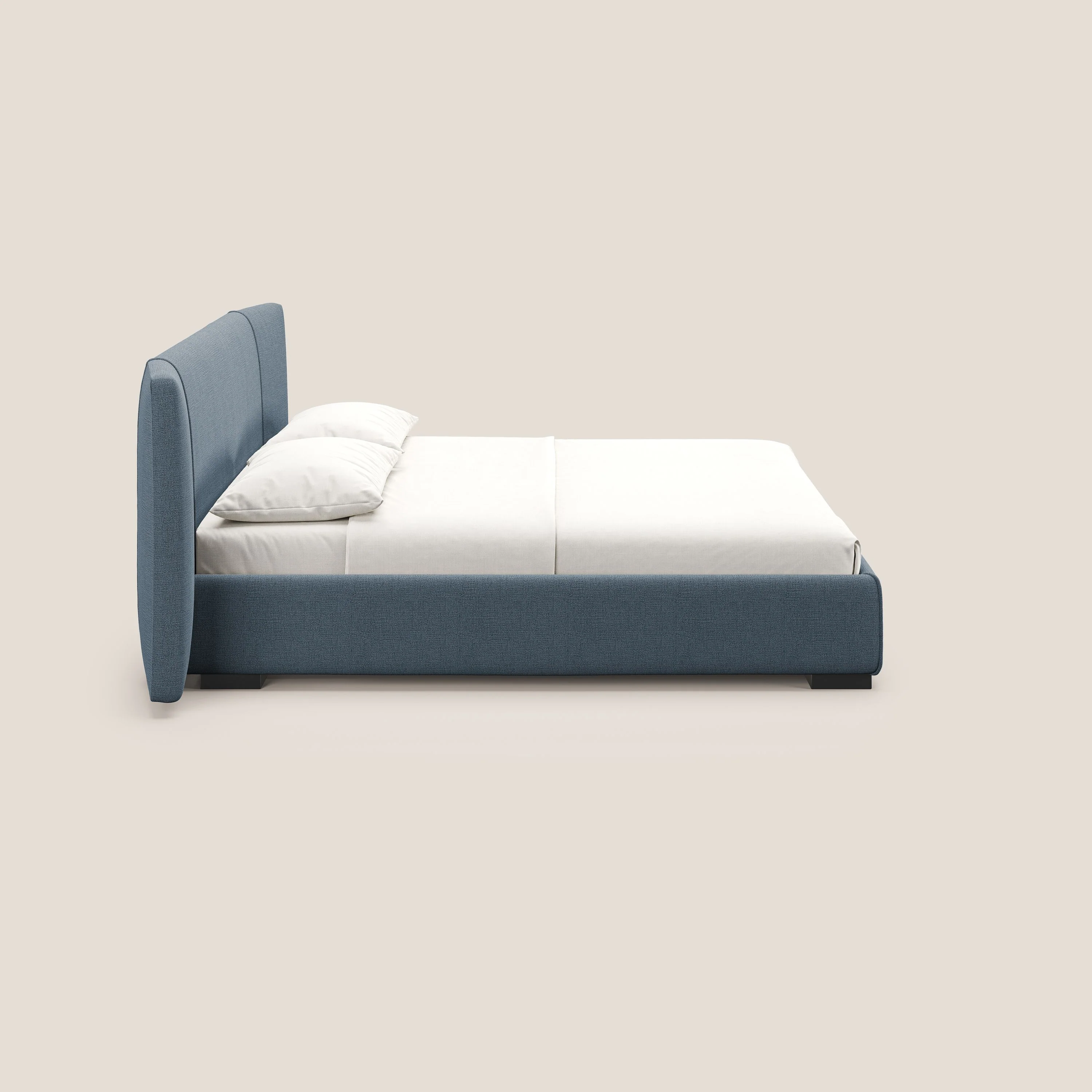 Omero lit avec coffre rembourré déhoussable en tissu flammé imperméable T14 sucre glace - Image 4