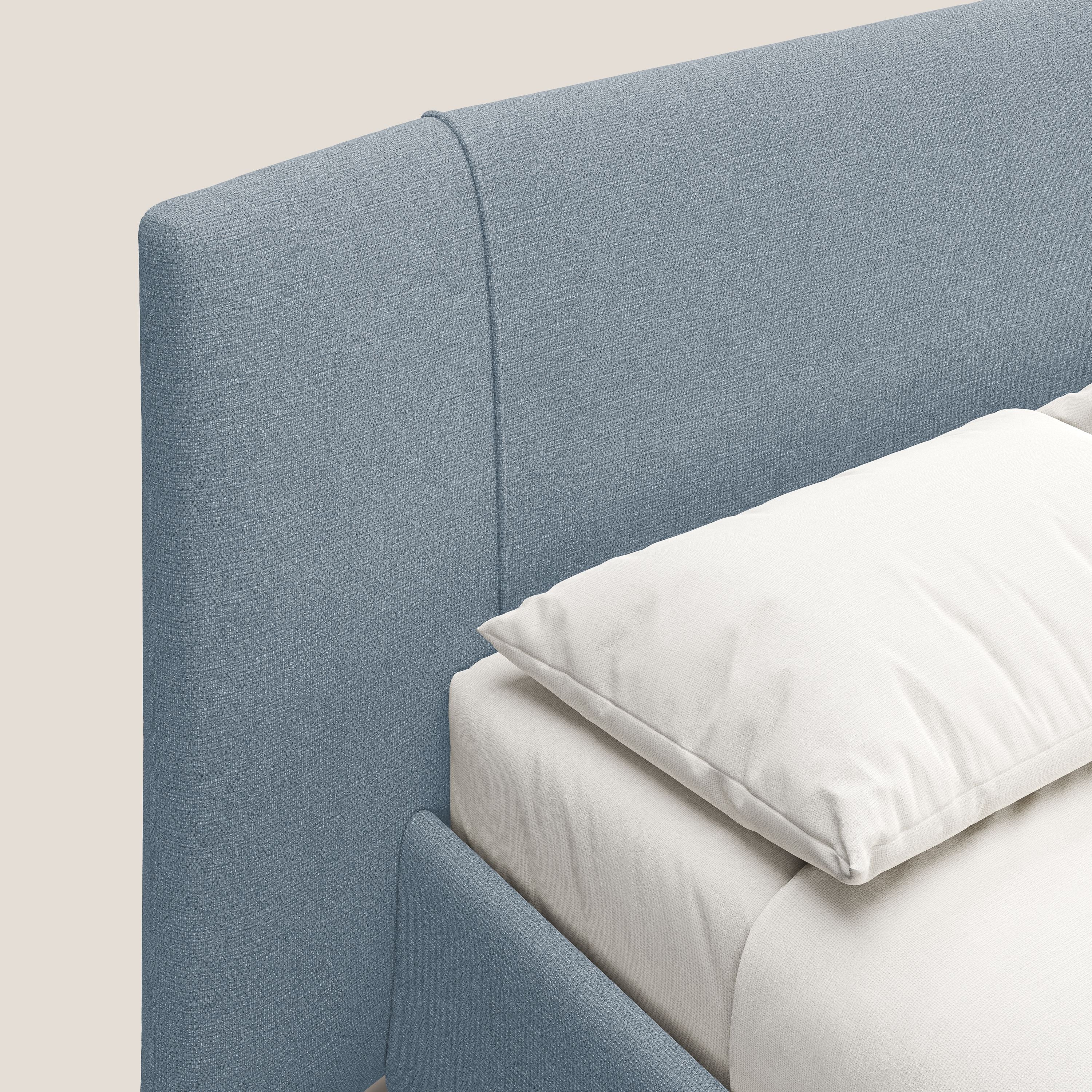 Omero lit avec coffre rembourré déhoussable en tissu flammé imperméable T14 sucre glace - Image 6