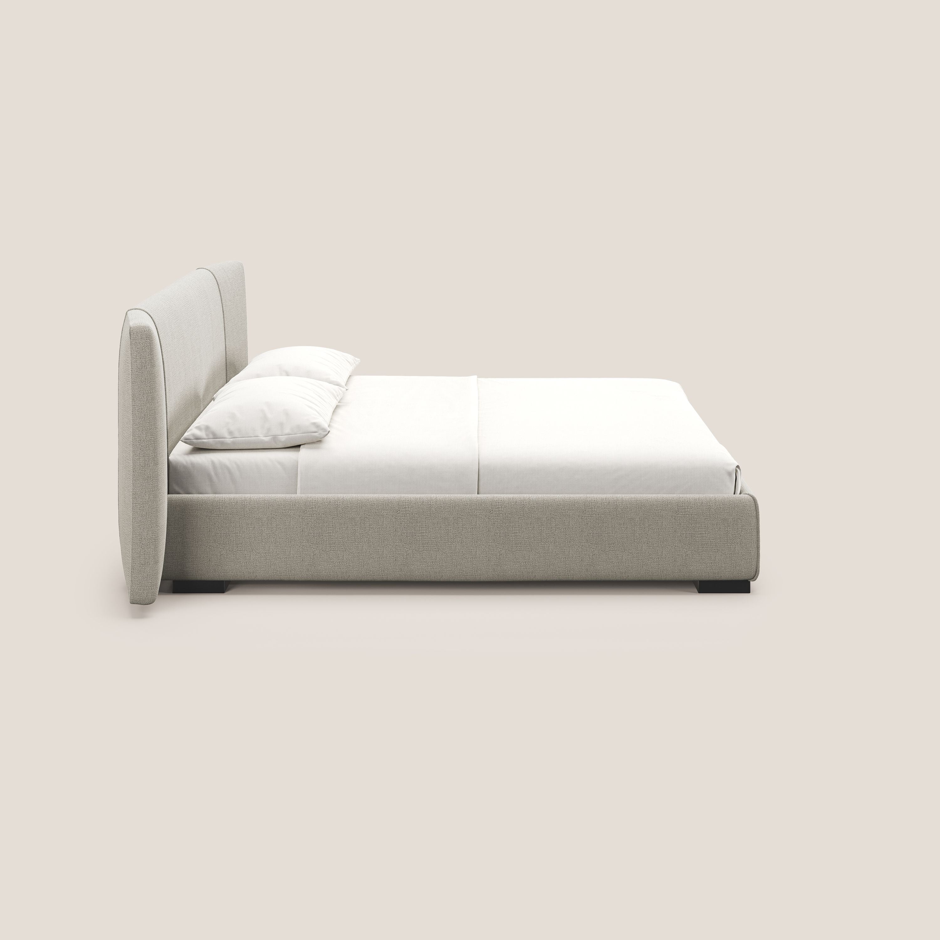 Omero lit avec coffre rembourré déhoussable en tissu flammé imperméable T14 Taupe tortora - Image 5