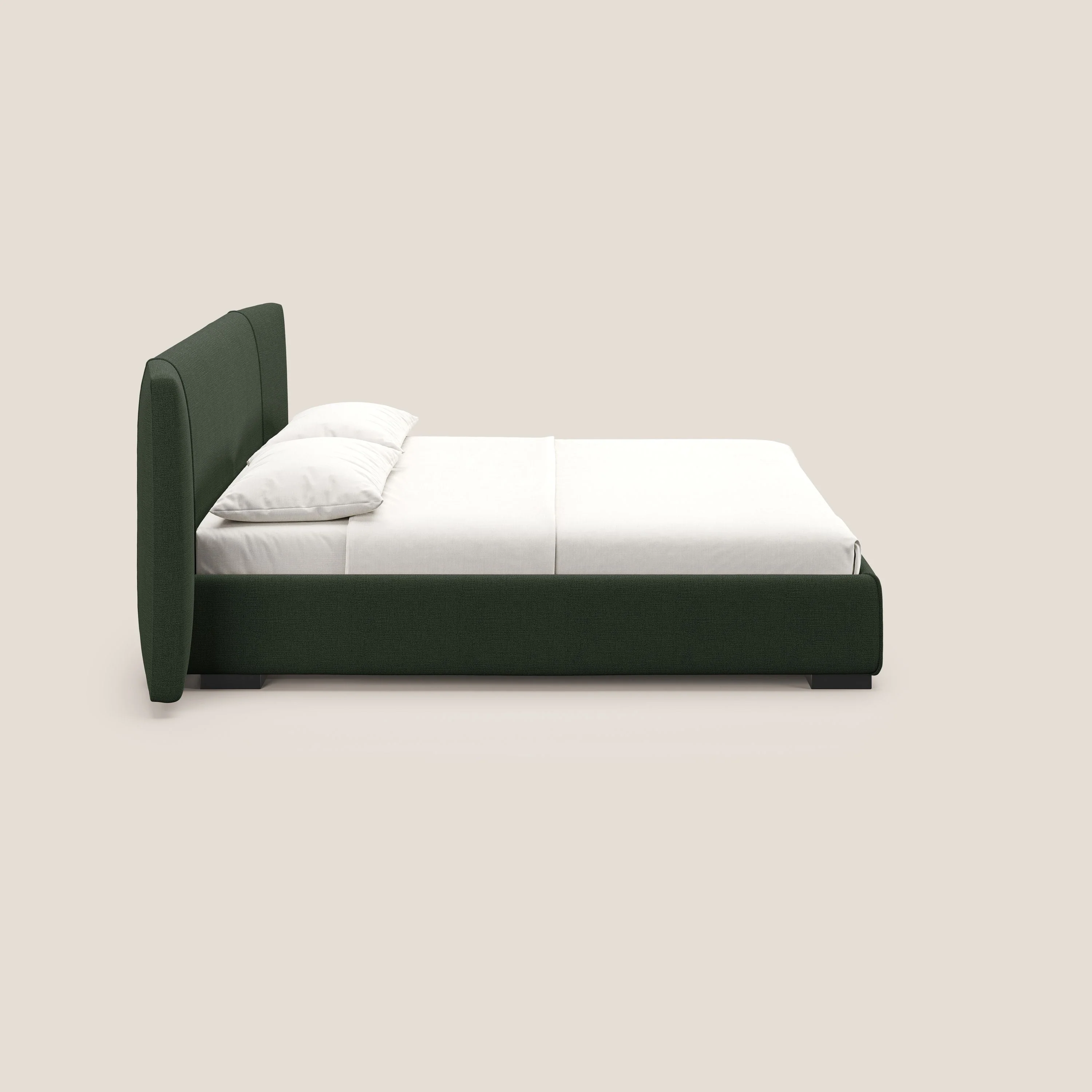 Omero lit avec coffre rembourré déhoussable en tissu flammé imperméable T14 vert - Image 5