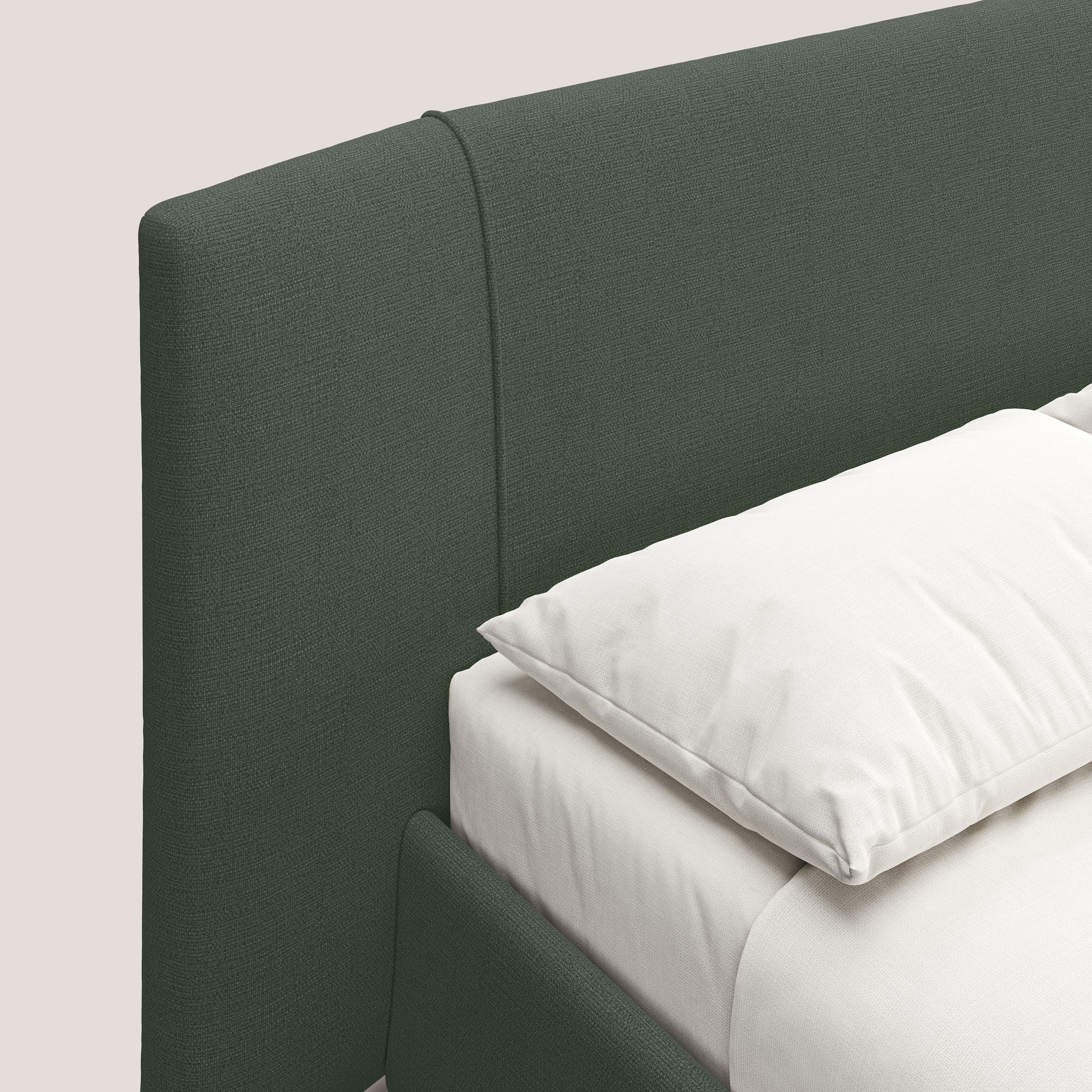 Omero lit avec coffre rembourré déhoussable en tissu flammé imperméable T14 vert - Image 7