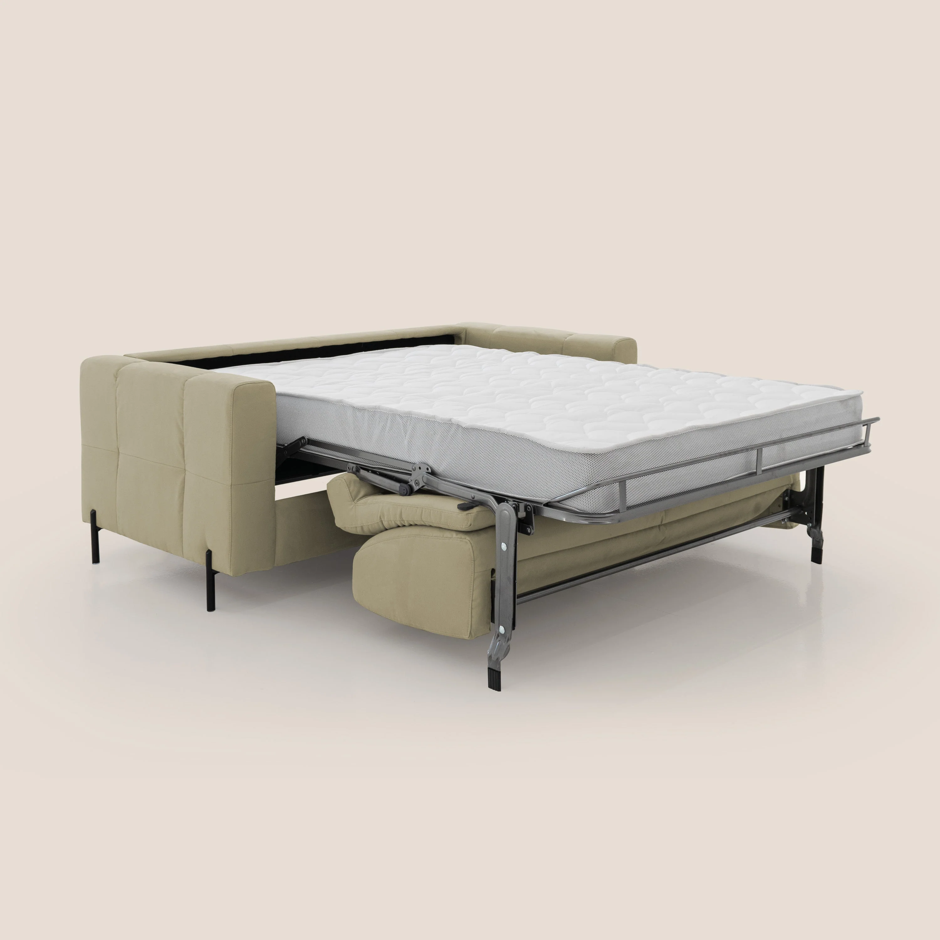 Ortensia canapé convertible matelas H 18cm et pieds hauts en élégante microfibre détachable T11 beige - Image 2