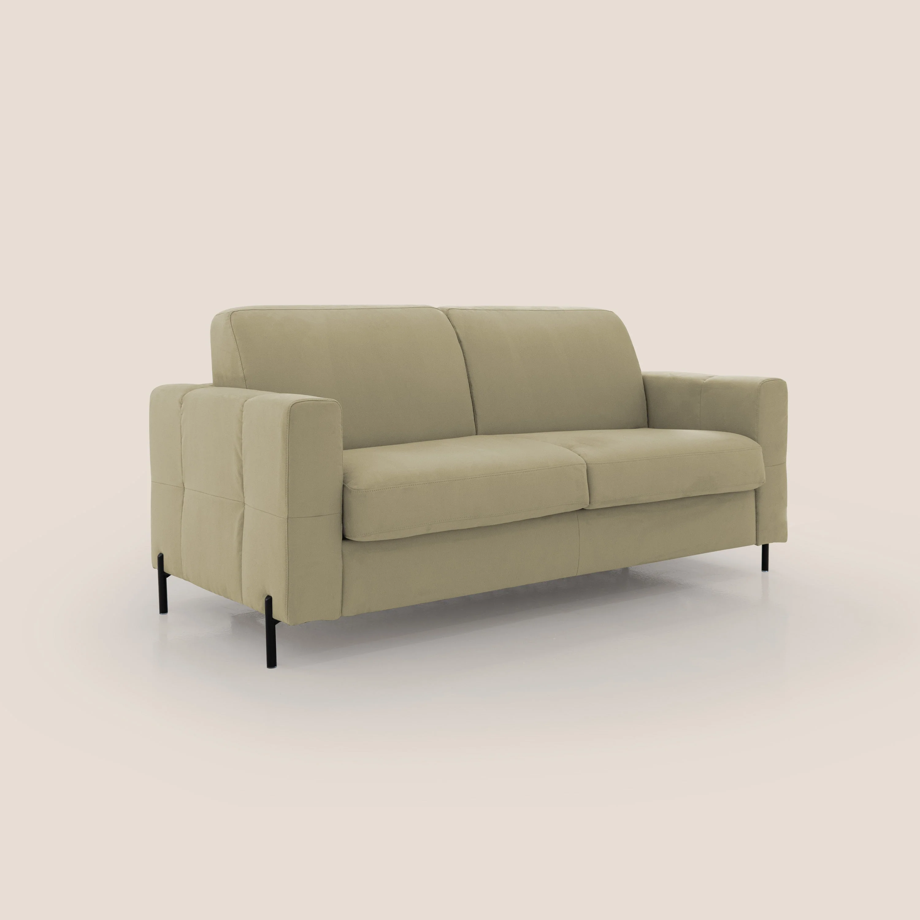 Ortensia canapé convertible matelas H 18cm et pieds hauts en élégante microfibre détachable T11 beige - Image 3