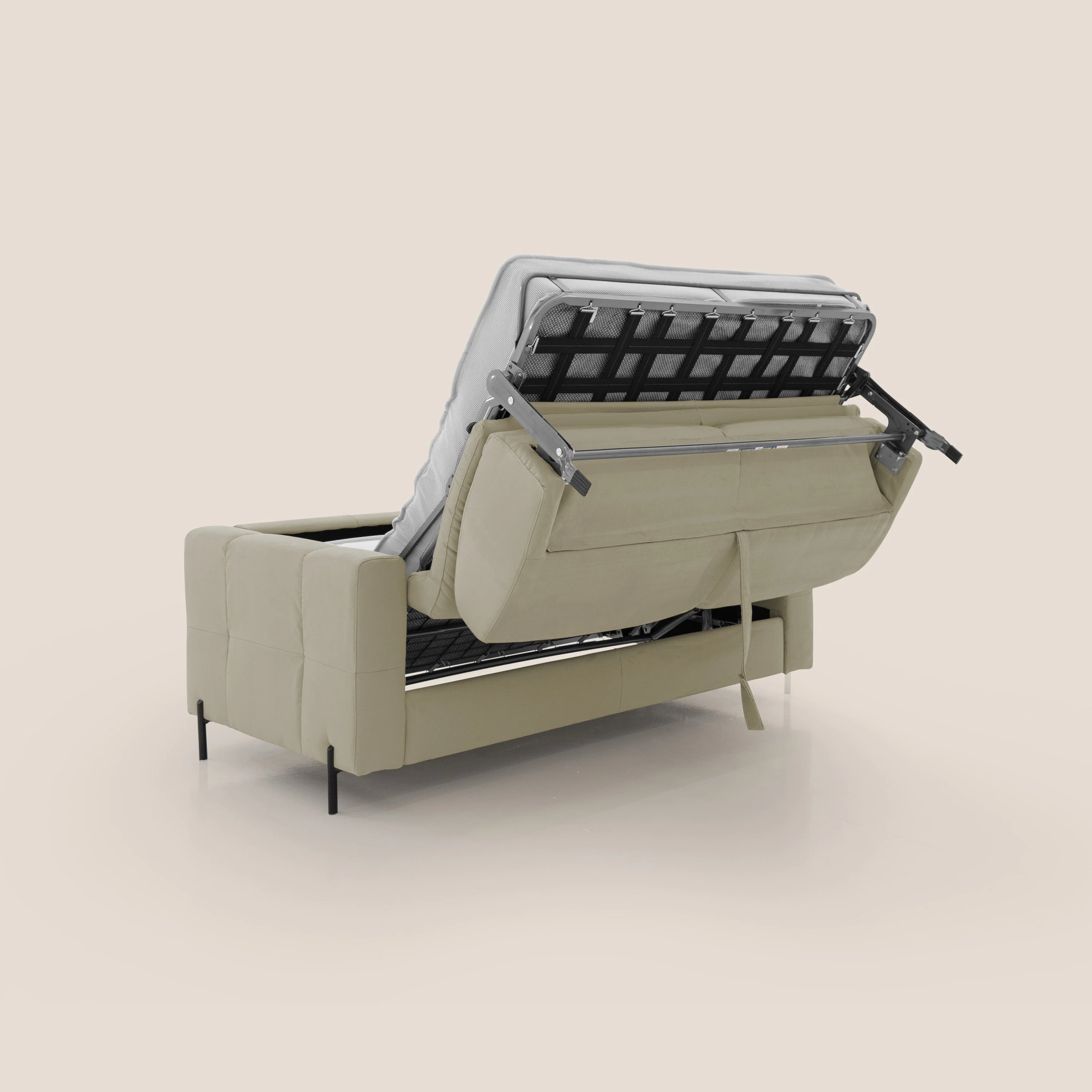 Ortensia canapé convertible matelas H 18cm et pieds hauts en élégante microfibre détachable T11 beige - Image 4