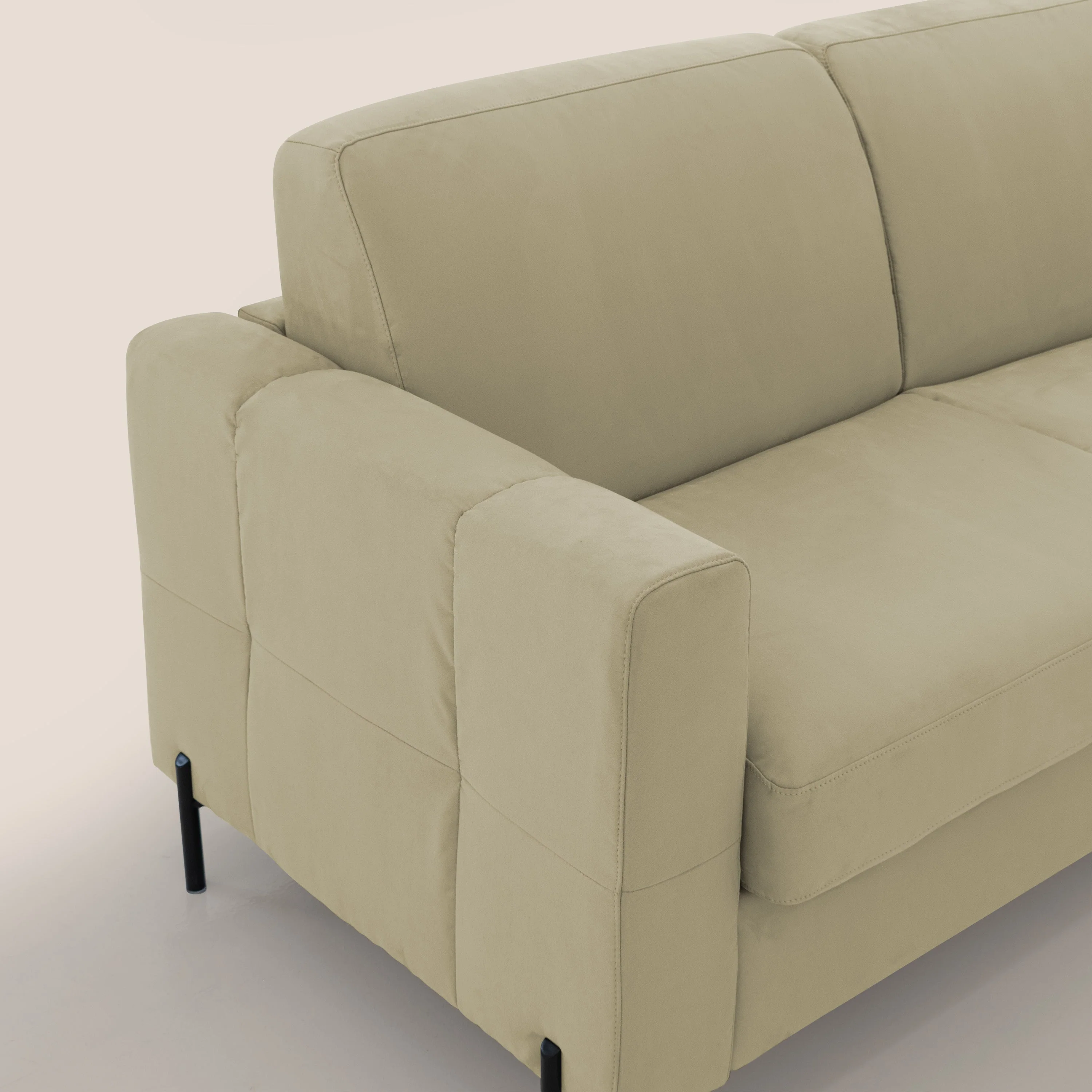 Ortensia canapé convertible matelas H 18cm et pieds hauts en élégante microfibre détachable T11 beige - Image 5