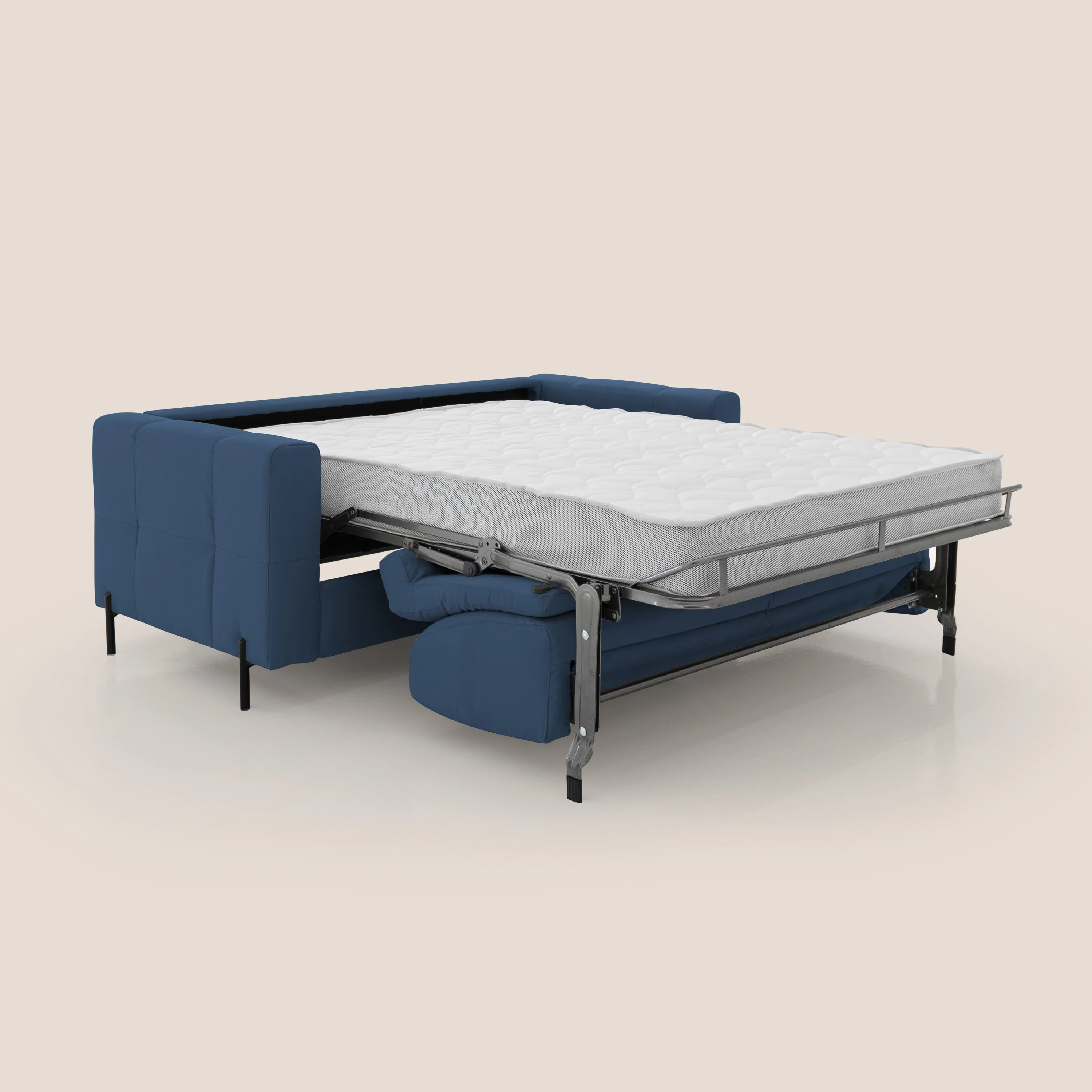 Ortensia canapé convertible matelas H 18cm et pieds hauts en élégante microfibre détachable T11 bleu - Image 2