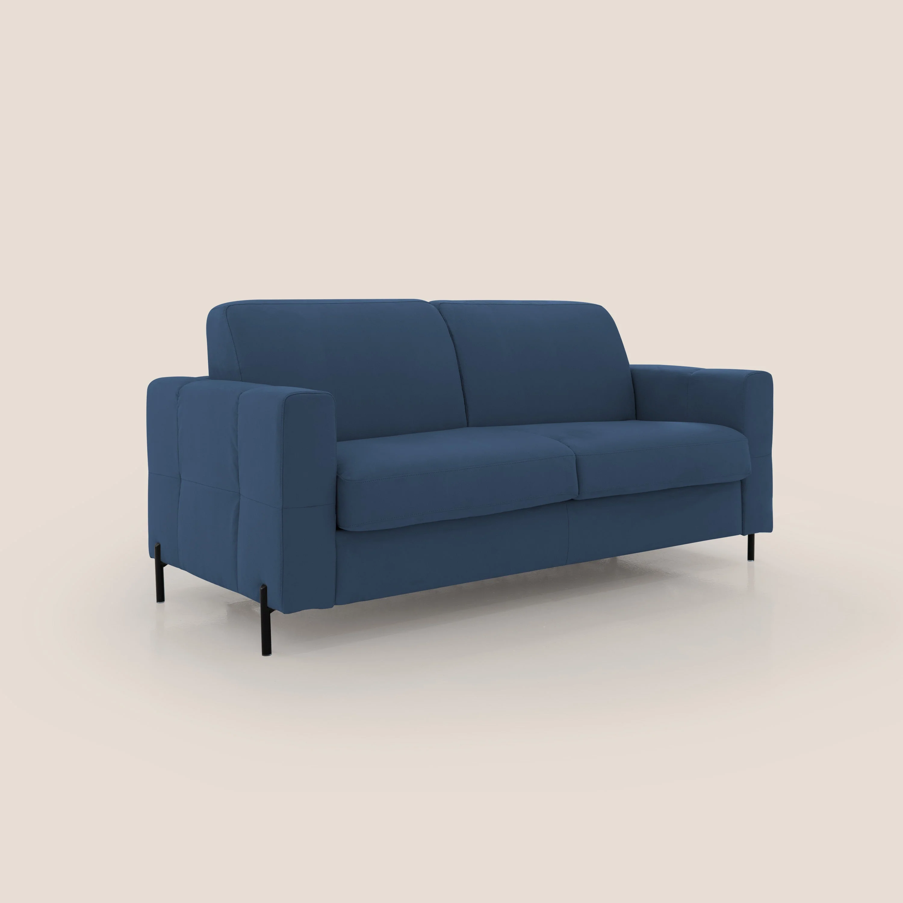 Ortensia canapé convertible matelas H 18cm et pieds hauts en élégante microfibre détachable T11 bleu - Image 3