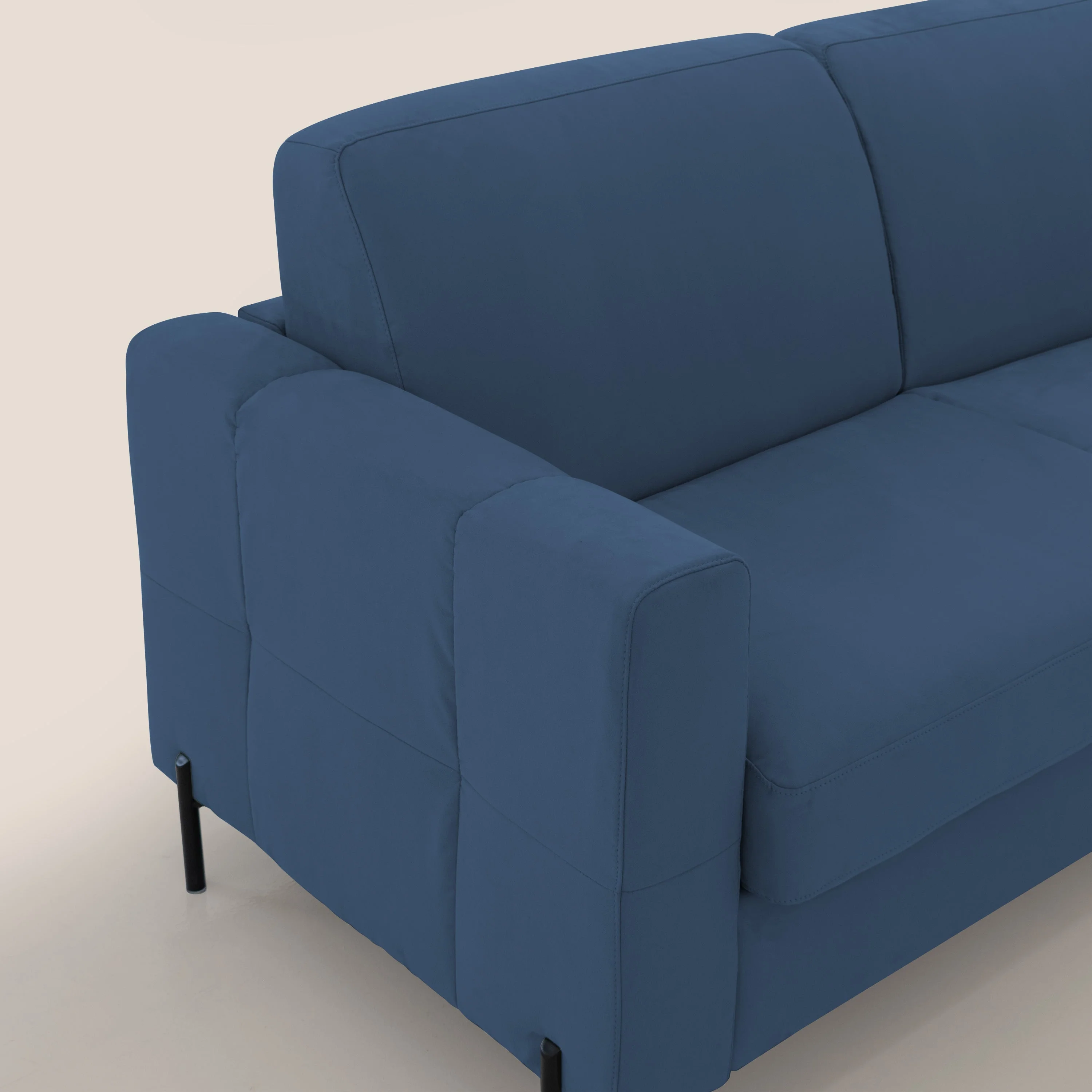 Ortensia canapé convertible matelas H 18cm et pieds hauts en élégante microfibre détachable T11 bleu - Image 5