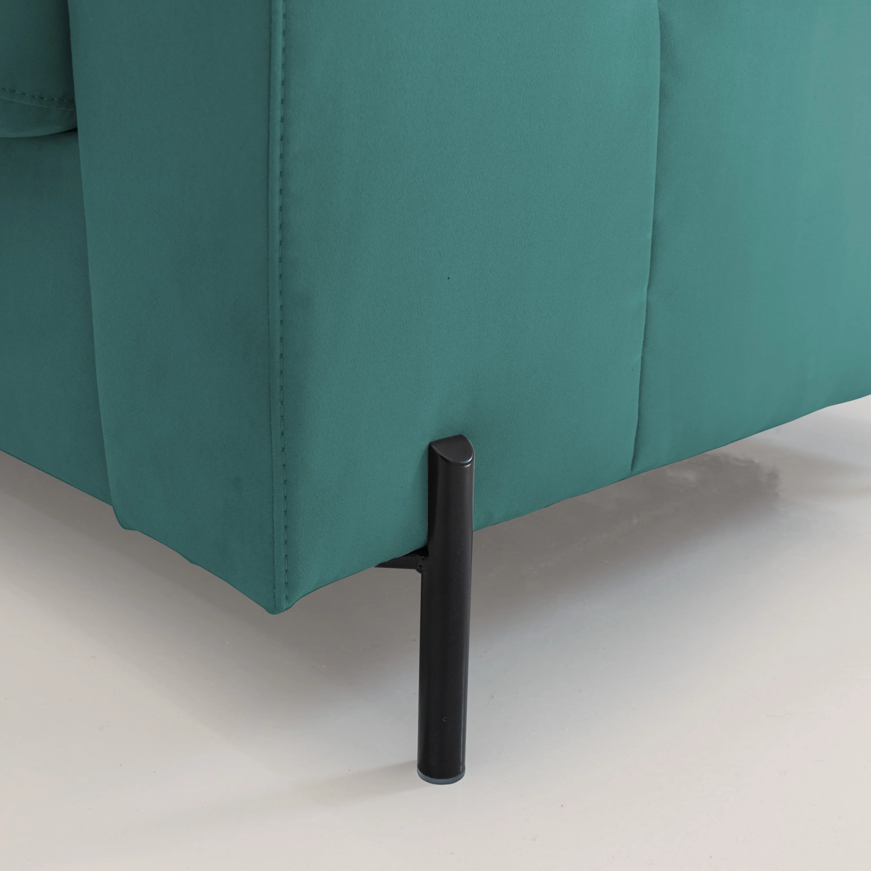 Ortensia canapé convertible matelas H 18cm et pieds hauts en élégante microfibre détachable T11 bleu canard - Image 6