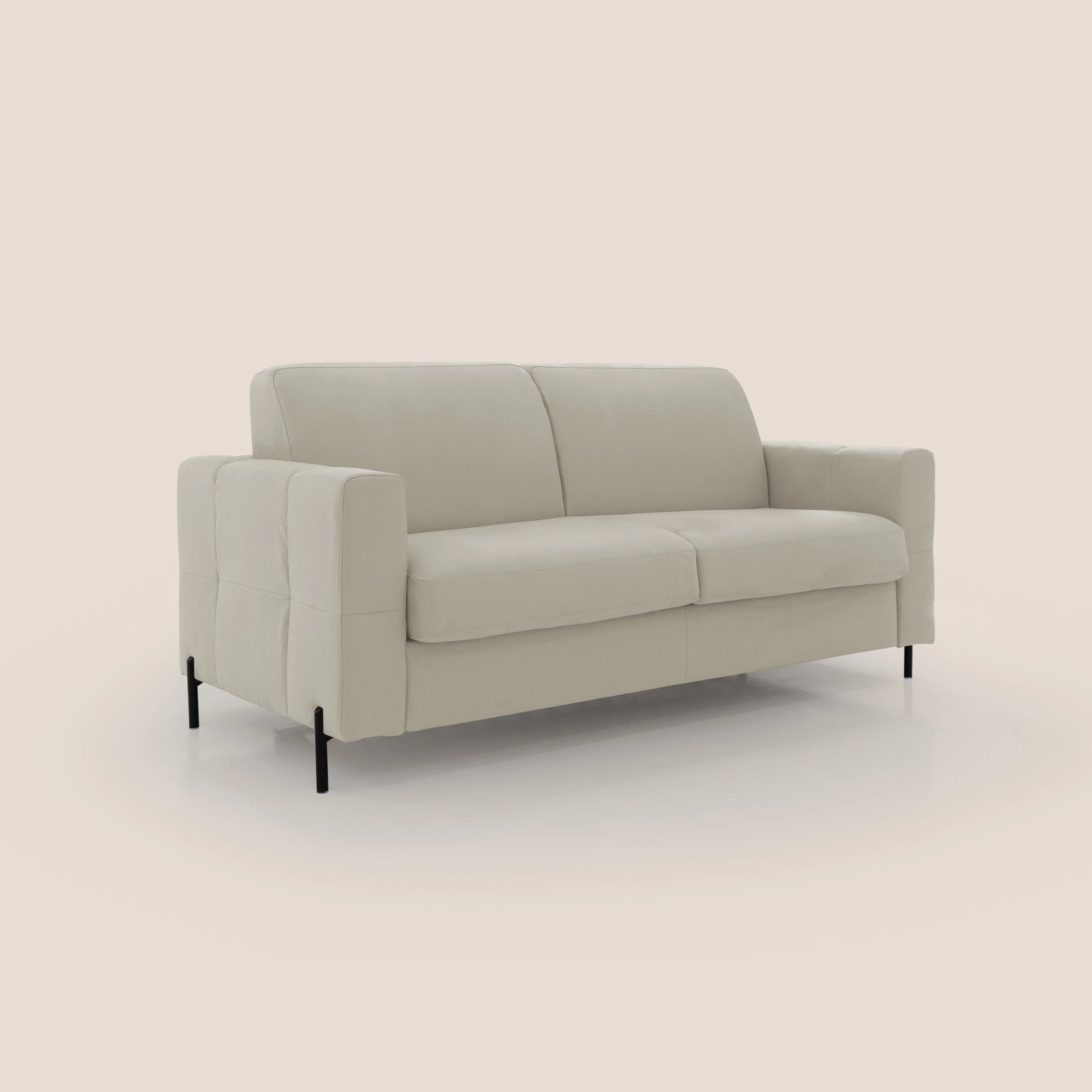 Ortensia canapé convertible matelas H 18cm et pieds hauts en élégante microfibre détachable T11 crème - Image 3