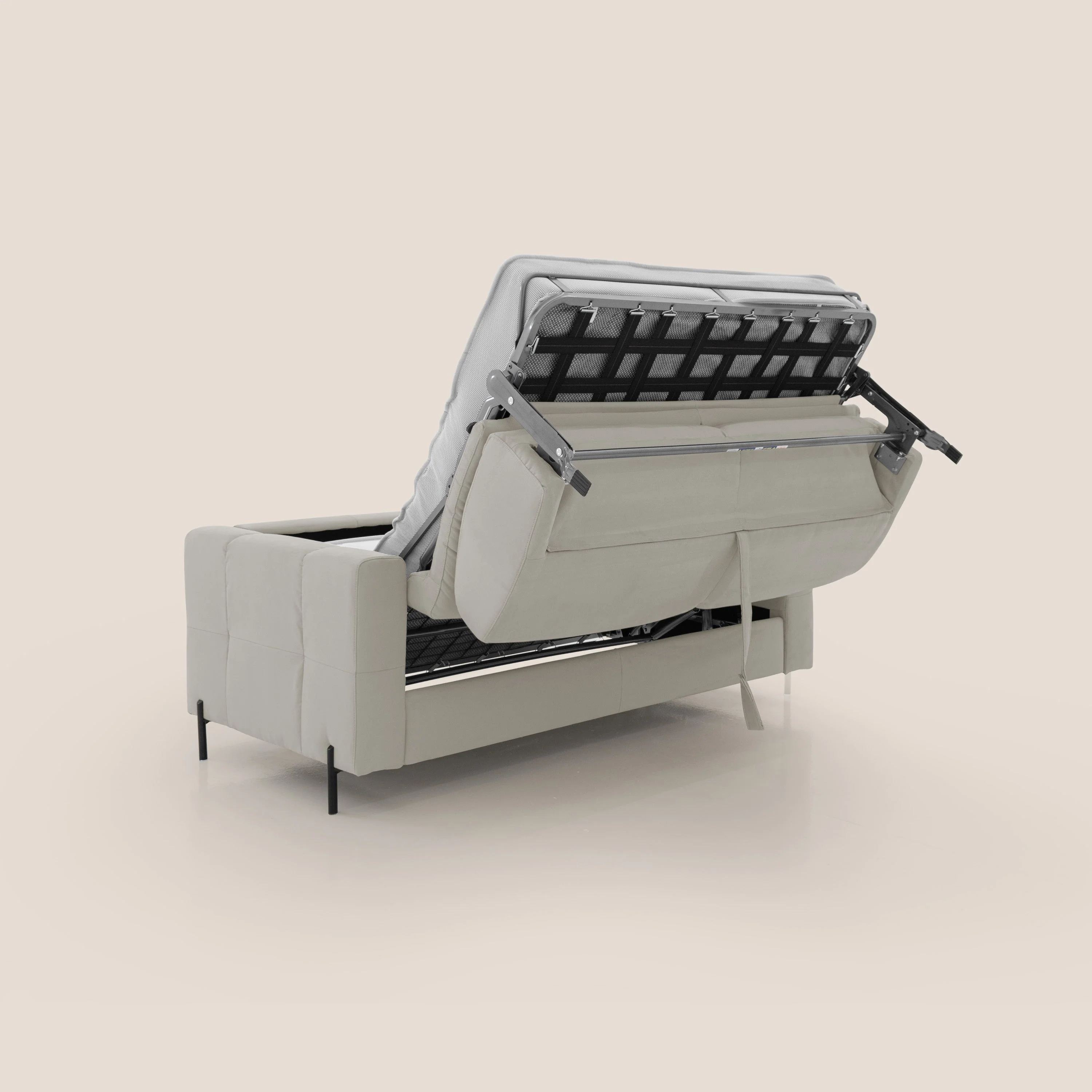 Ortensia canapé convertible matelas H 18cm et pieds hauts en élégante microfibre détachable T11 crème - Image 4