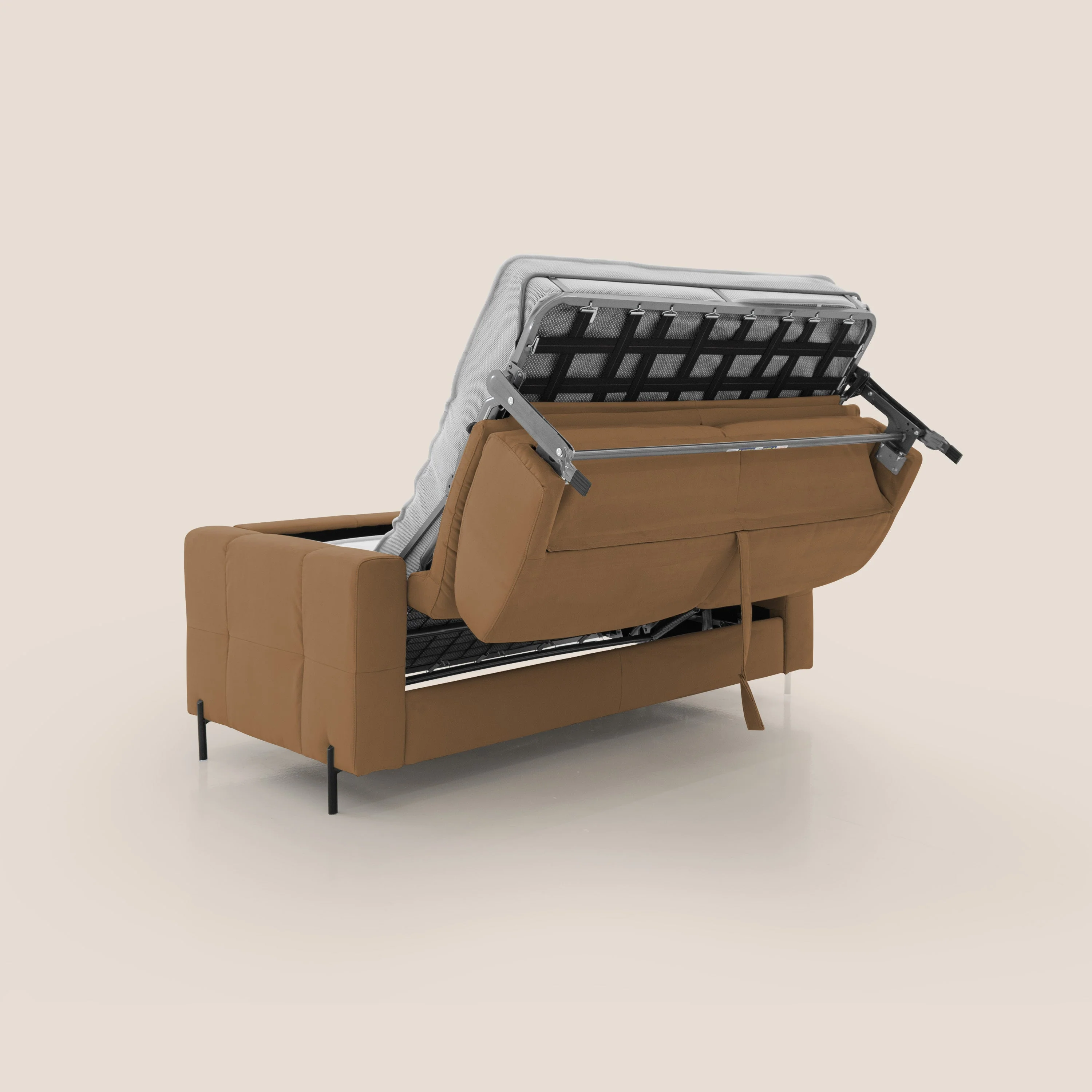 Ortensia canapé convertible matelas H 18cm et pieds hauts en élégante microfibre détachable T11 cuir - Image 4