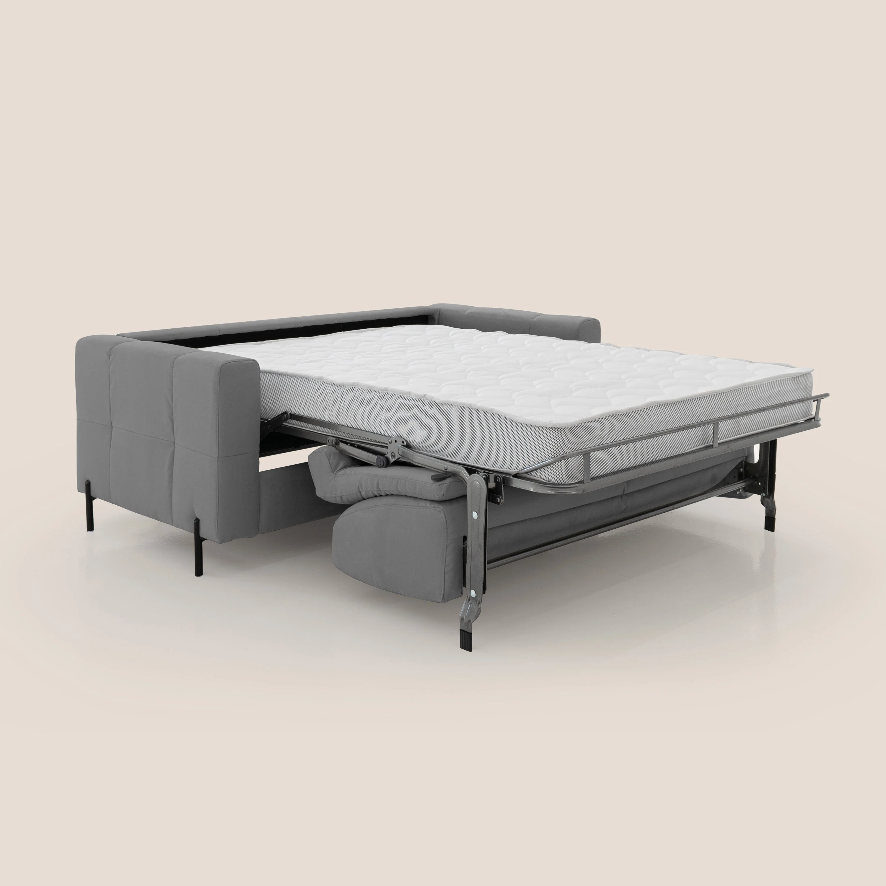 Ortensia canapé convertible matelas H 18cm et pieds hauts en élégante microfibre détachable T11 gris - Image 2