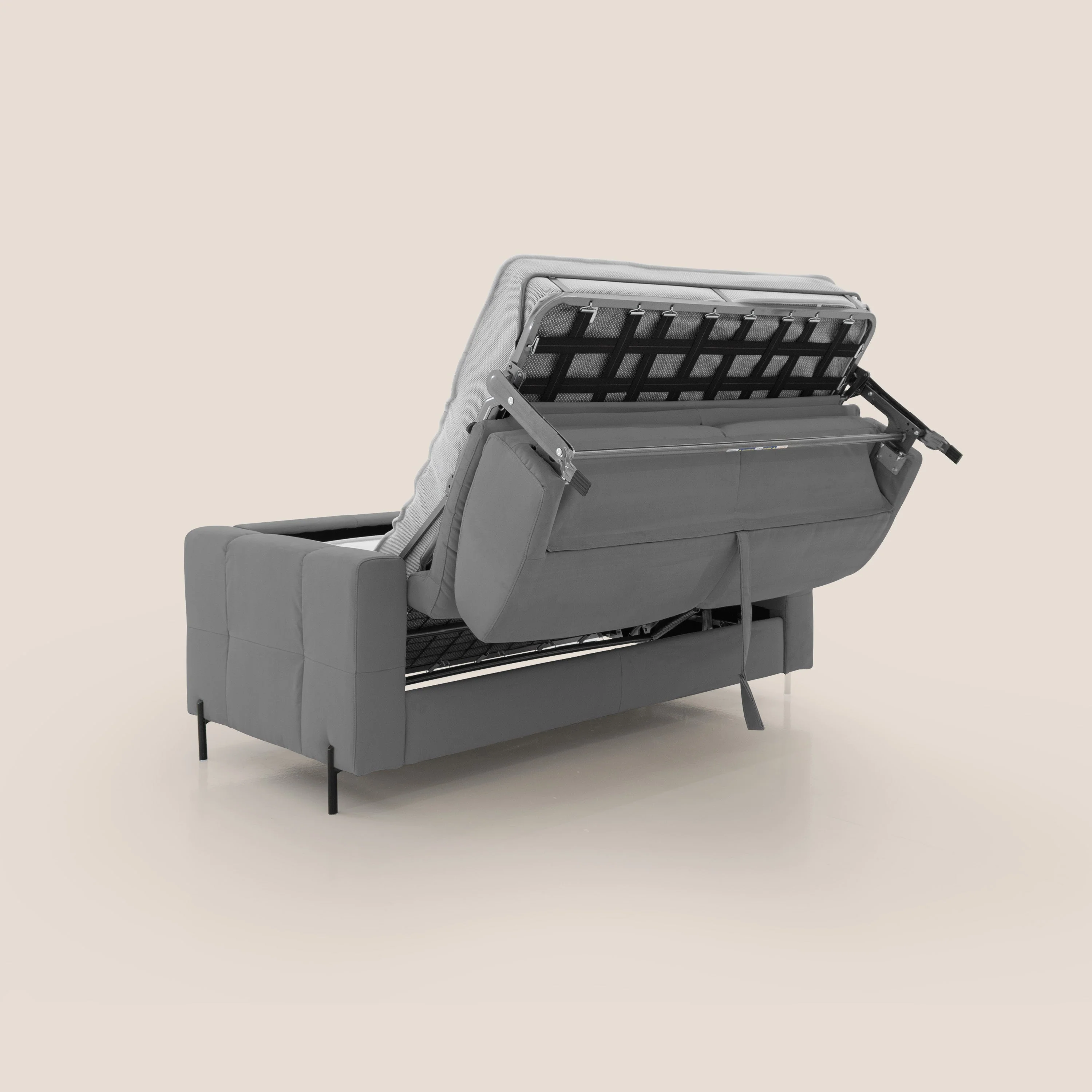 Ortensia canapé convertible matelas H 18cm et pieds hauts en élégante microfibre détachable T11 gris - Image 4