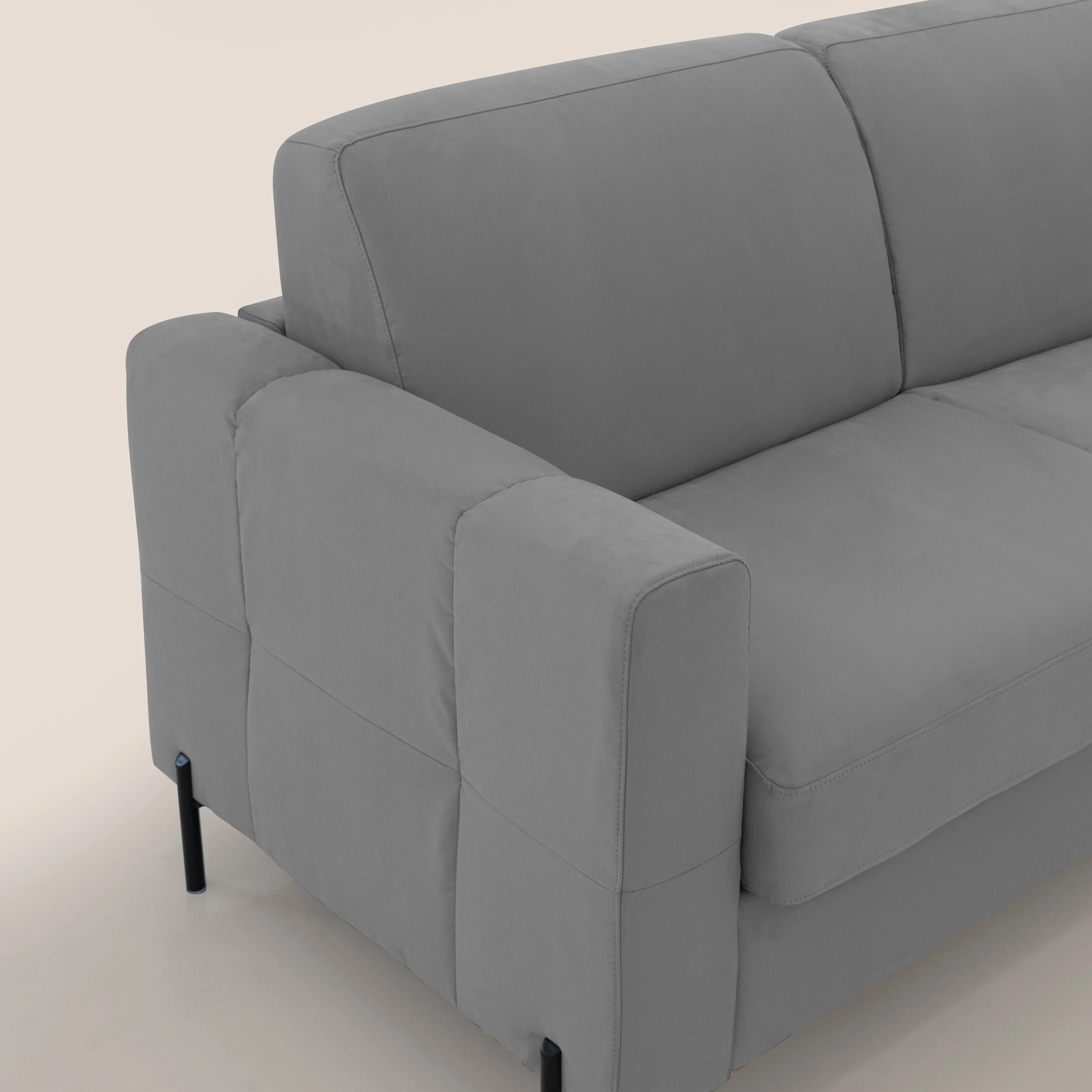 Ortensia canapé convertible matelas H 18cm et pieds hauts en élégante microfibre détachable T11 gris - Image 5