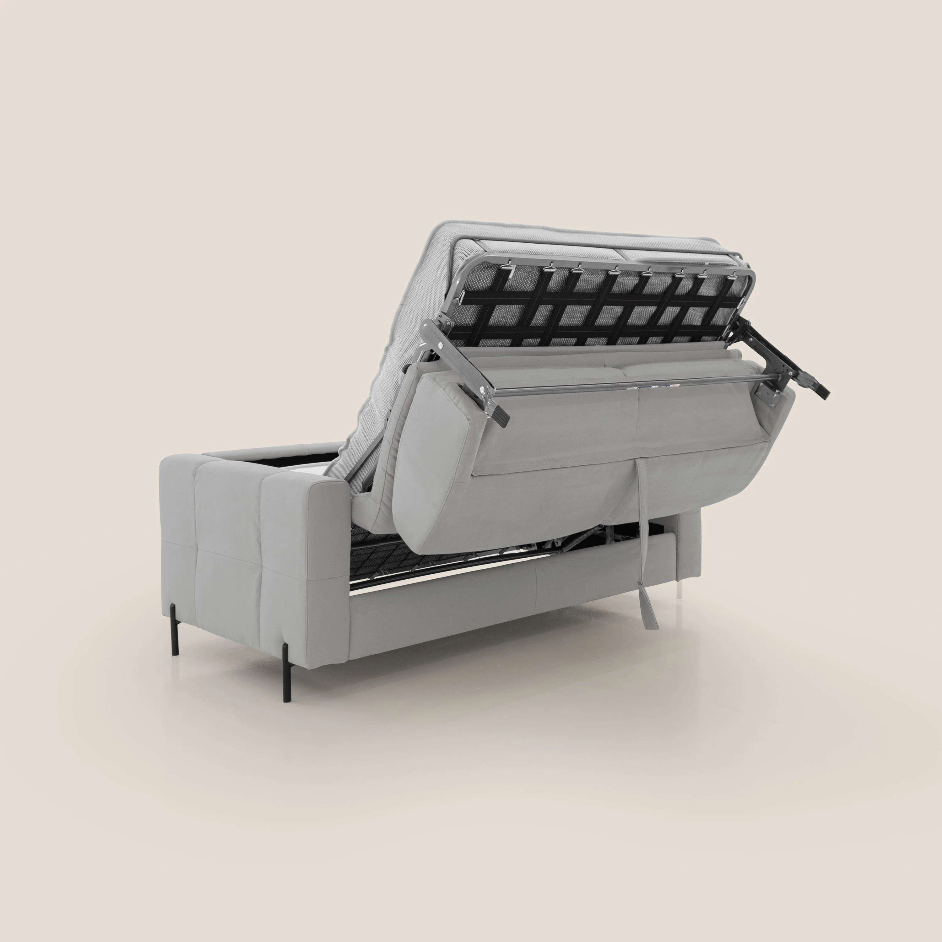 Ortensia canapé convertible matelas H 18cm et pieds hauts en élégante microfibre détachable T11 gris clair - Image 4