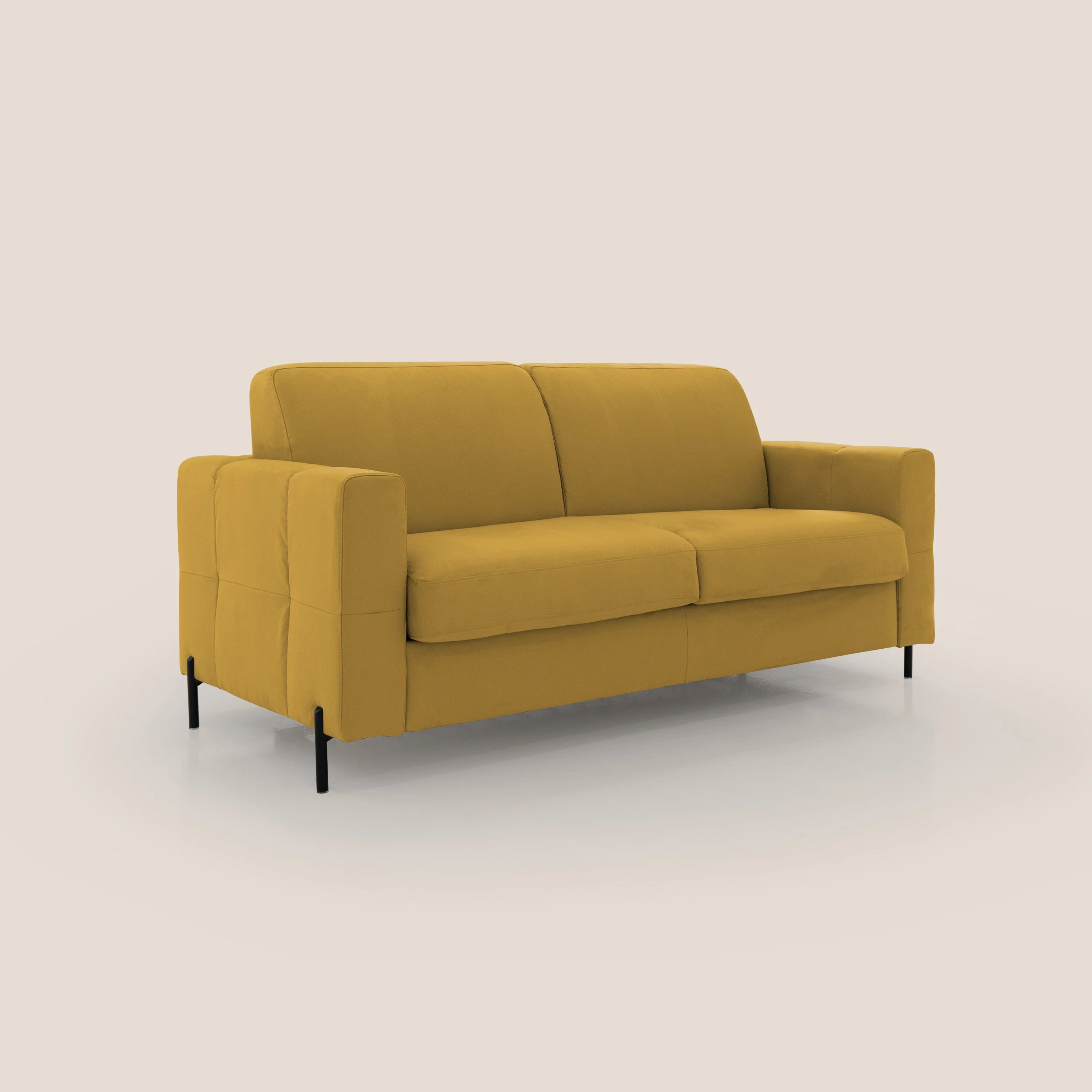 Ortensia canapé convertible matelas H 18cm et pieds hauts en élégante microfibre détachable T11 jaune - Image 3