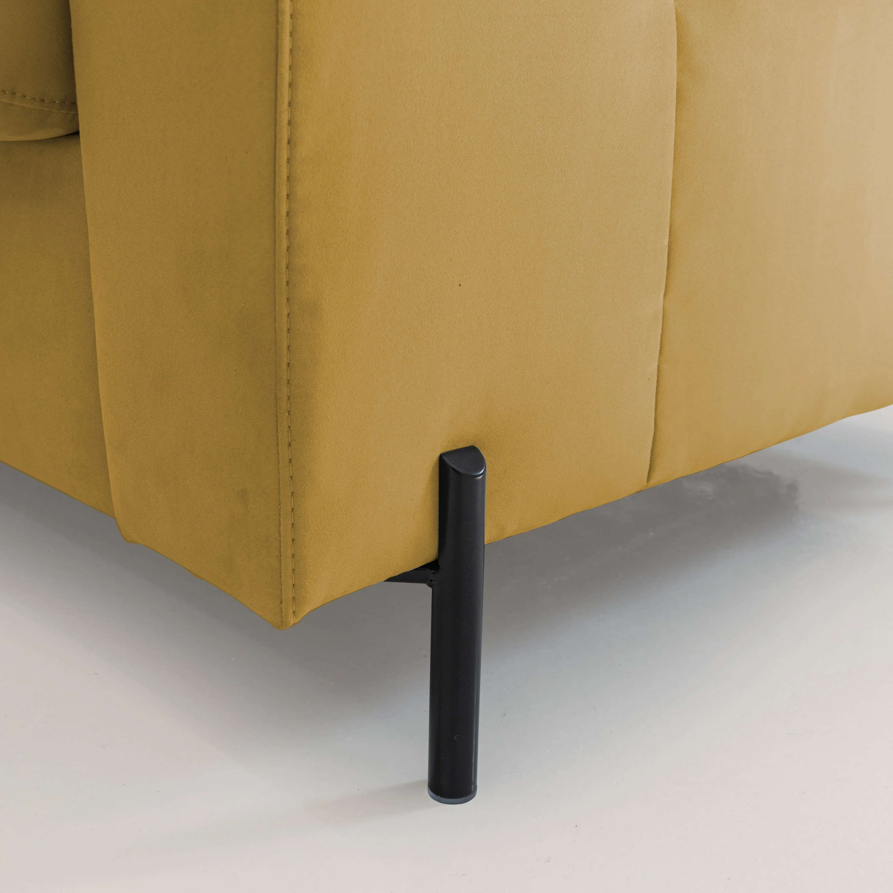 Ortensia canapé convertible matelas H 18cm et pieds hauts en élégante microfibre détachable T11 jaune - Image 6