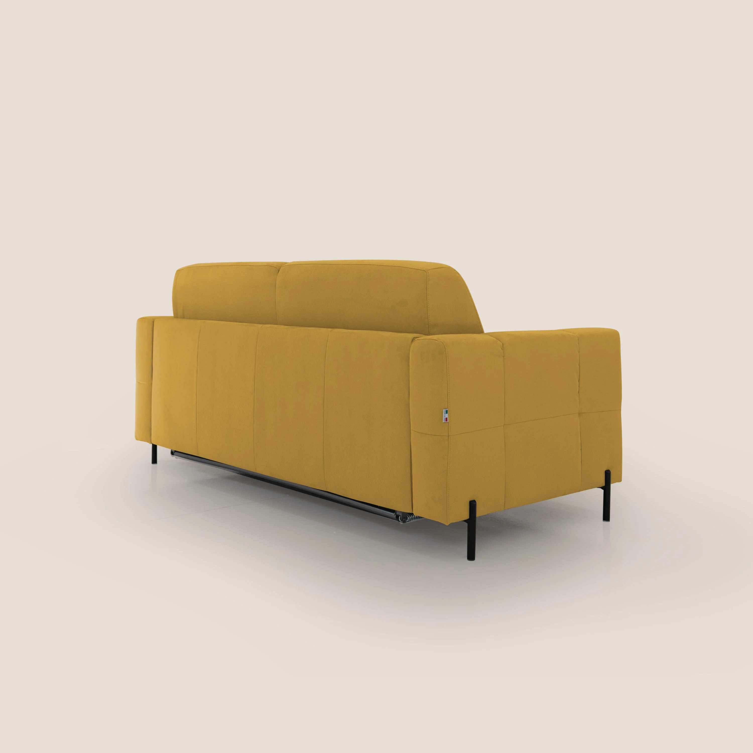 Ortensia canapé convertible matelas H 18cm et pieds hauts en élégante microfibre détachable T11 jaune - Image 8