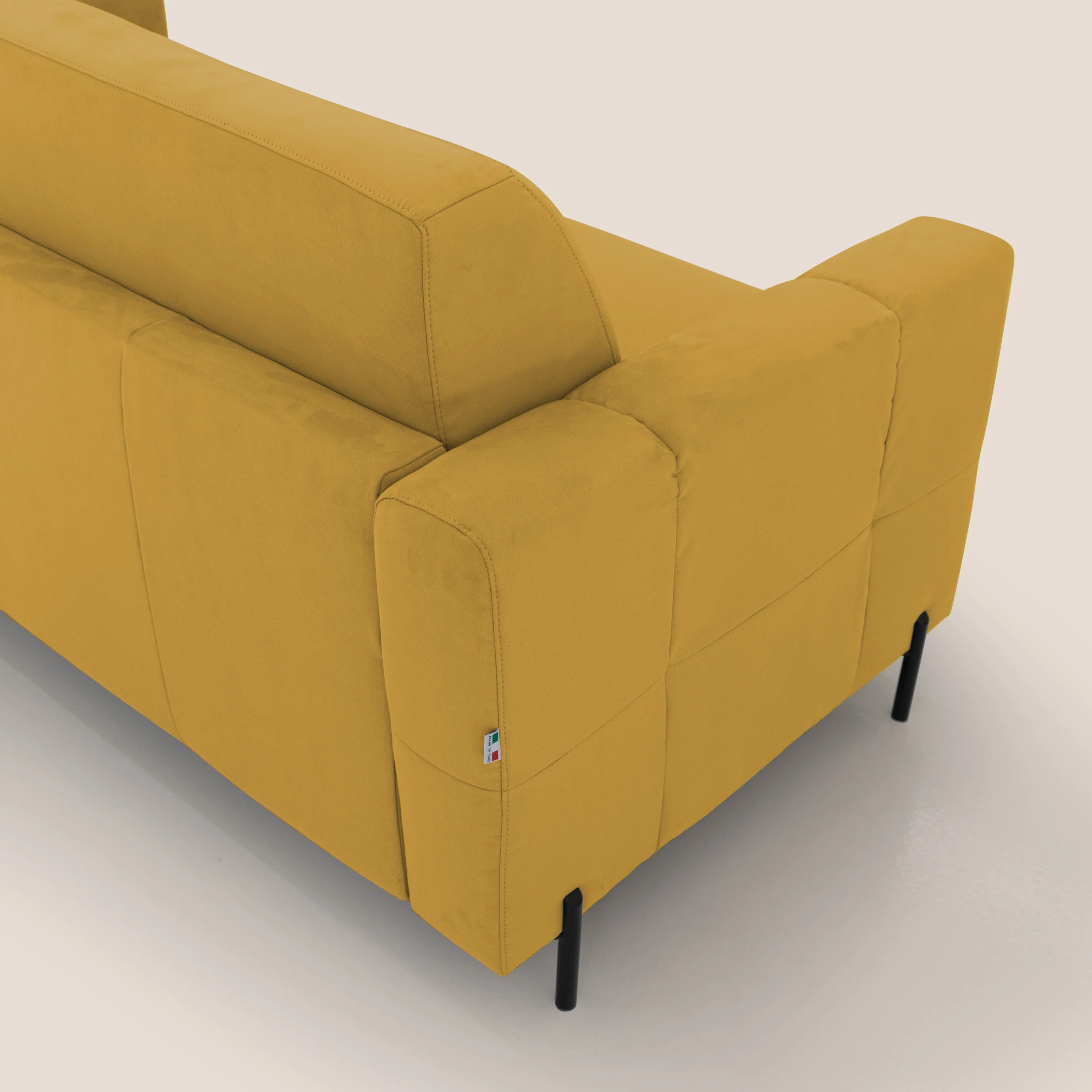 Ortensia canapé convertible matelas H 18cm et pieds hauts en élégante microfibre détachable T11 jaune - Image 9