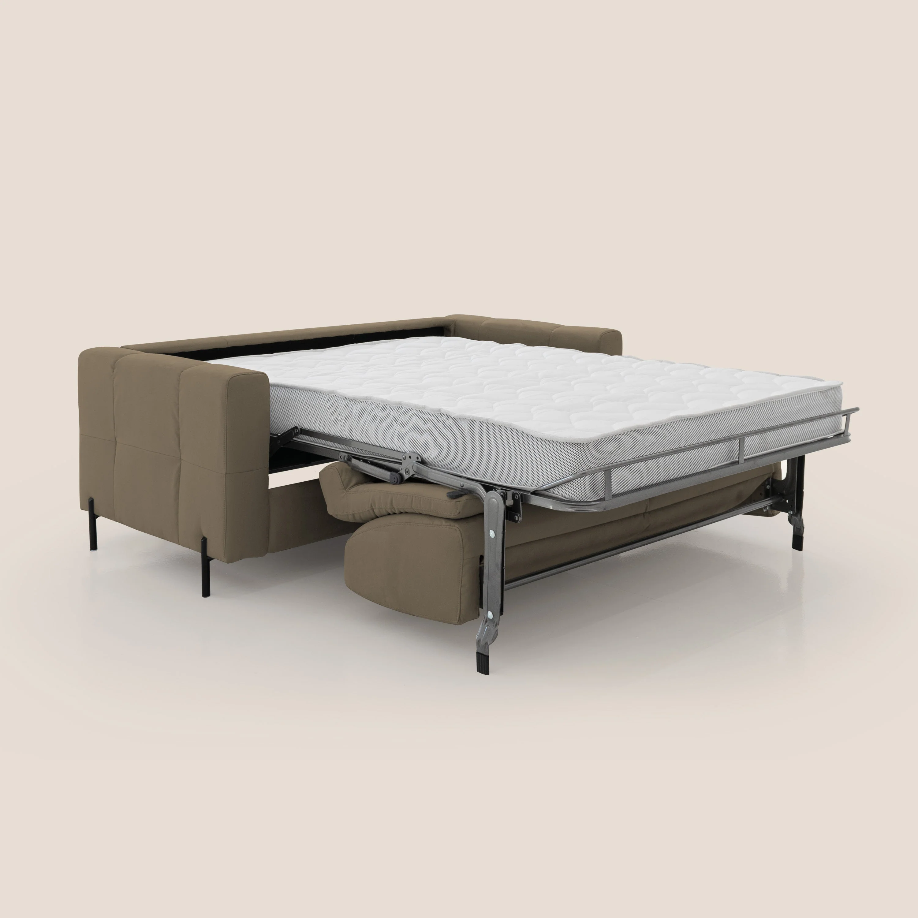 Ortensia canapé convertible matelas H 18cm et pieds hauts en élégante microfibre détachable T11 marron - Image 2