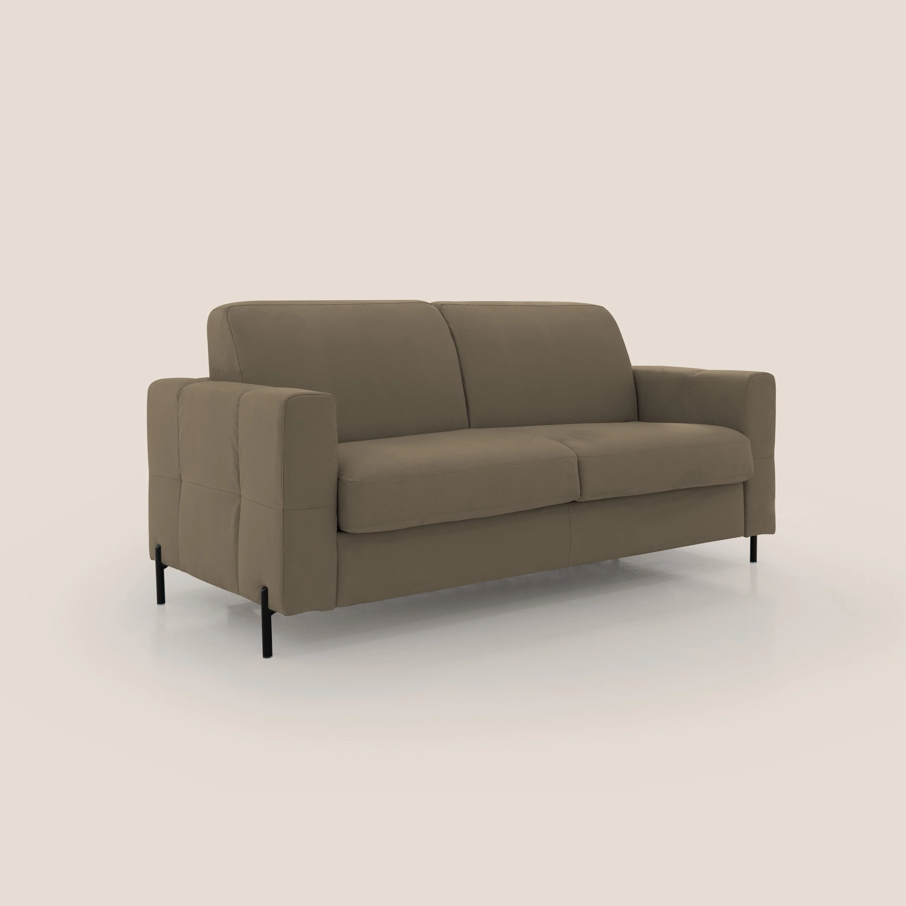 Ortensia canapé convertible matelas H 18cm et pieds hauts en élégante microfibre détachable T11 marron - Image 3