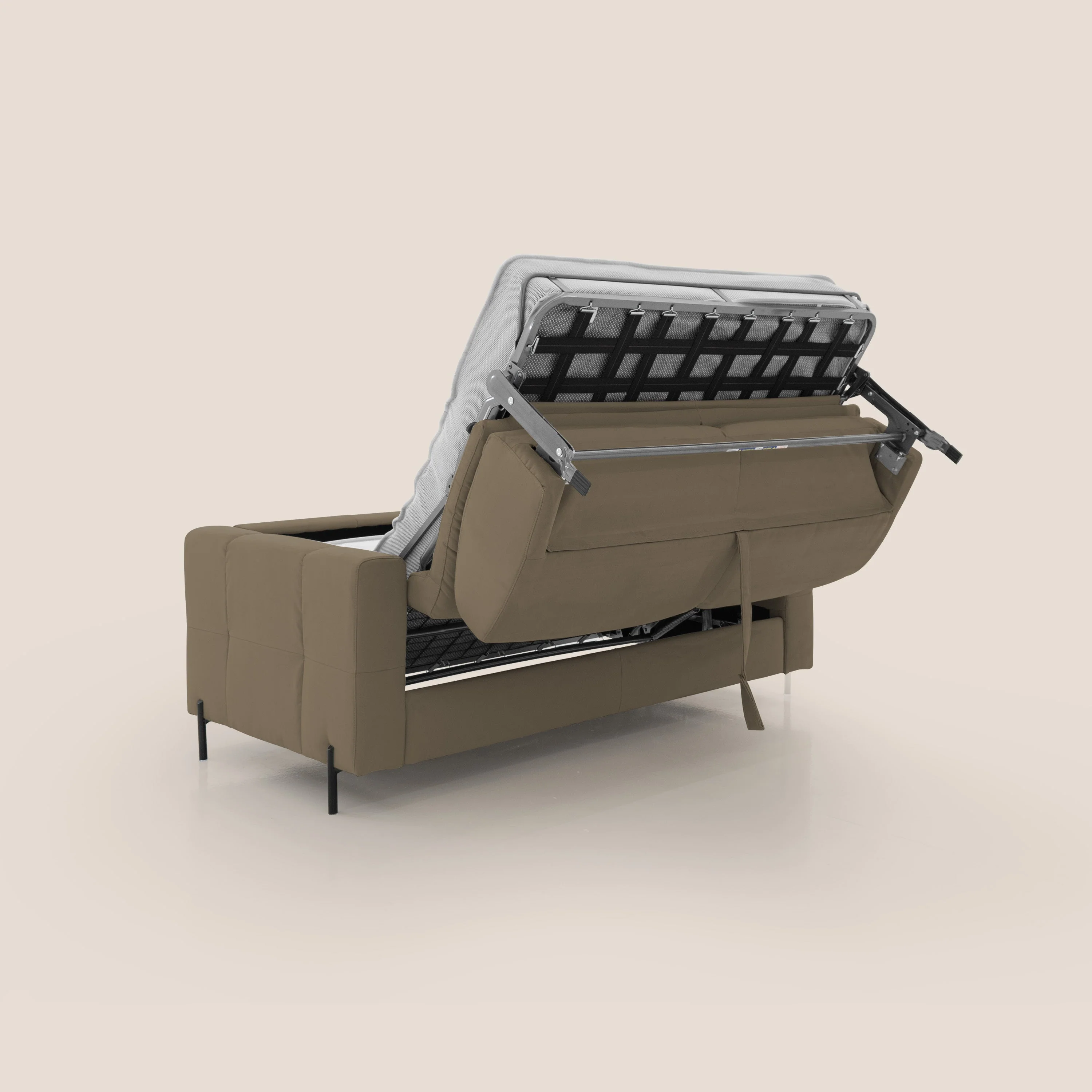 Ortensia canapé convertible matelas H 18cm et pieds hauts en élégante microfibre détachable T11 marron - Image 4