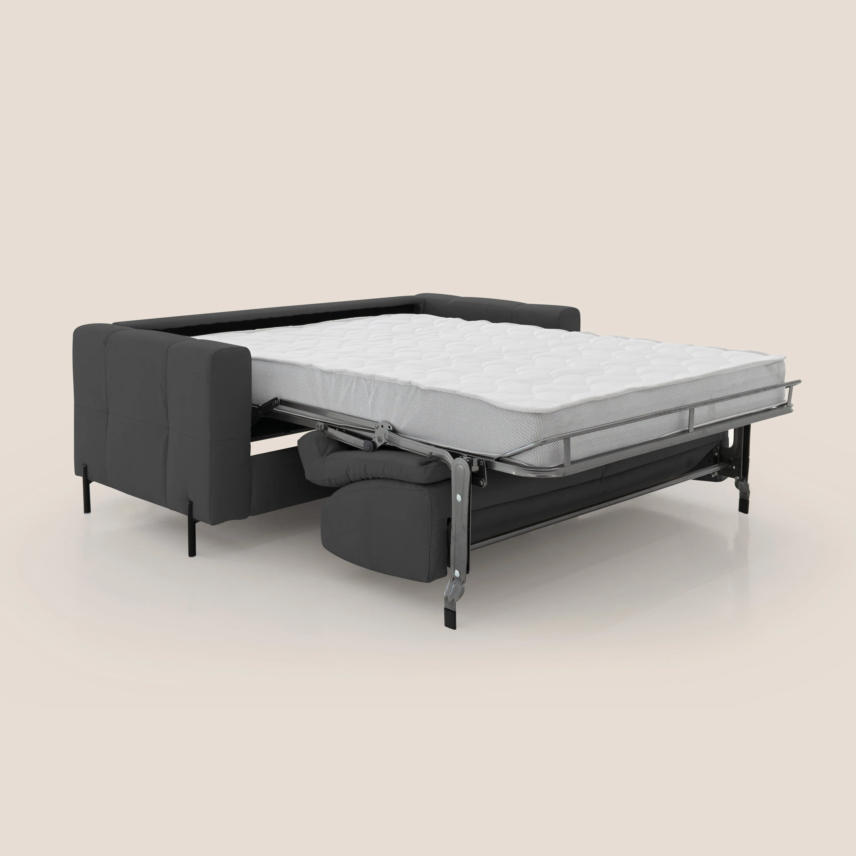 Ortensia canapé convertible matelas H 18cm et pieds hauts en élégante microfibre détachable T11 noir - Image 2